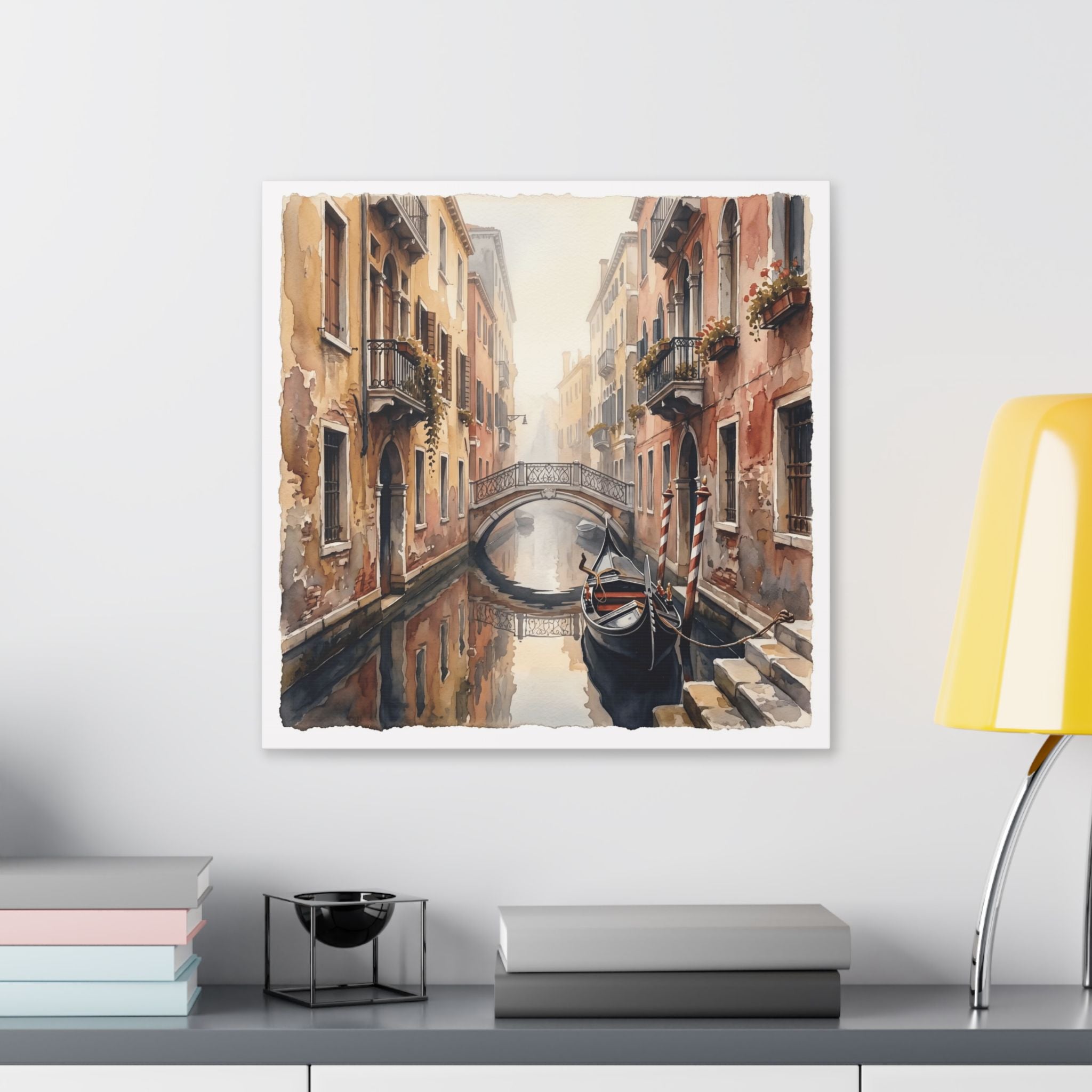 Venetian Canal Watercolor Canvas Print