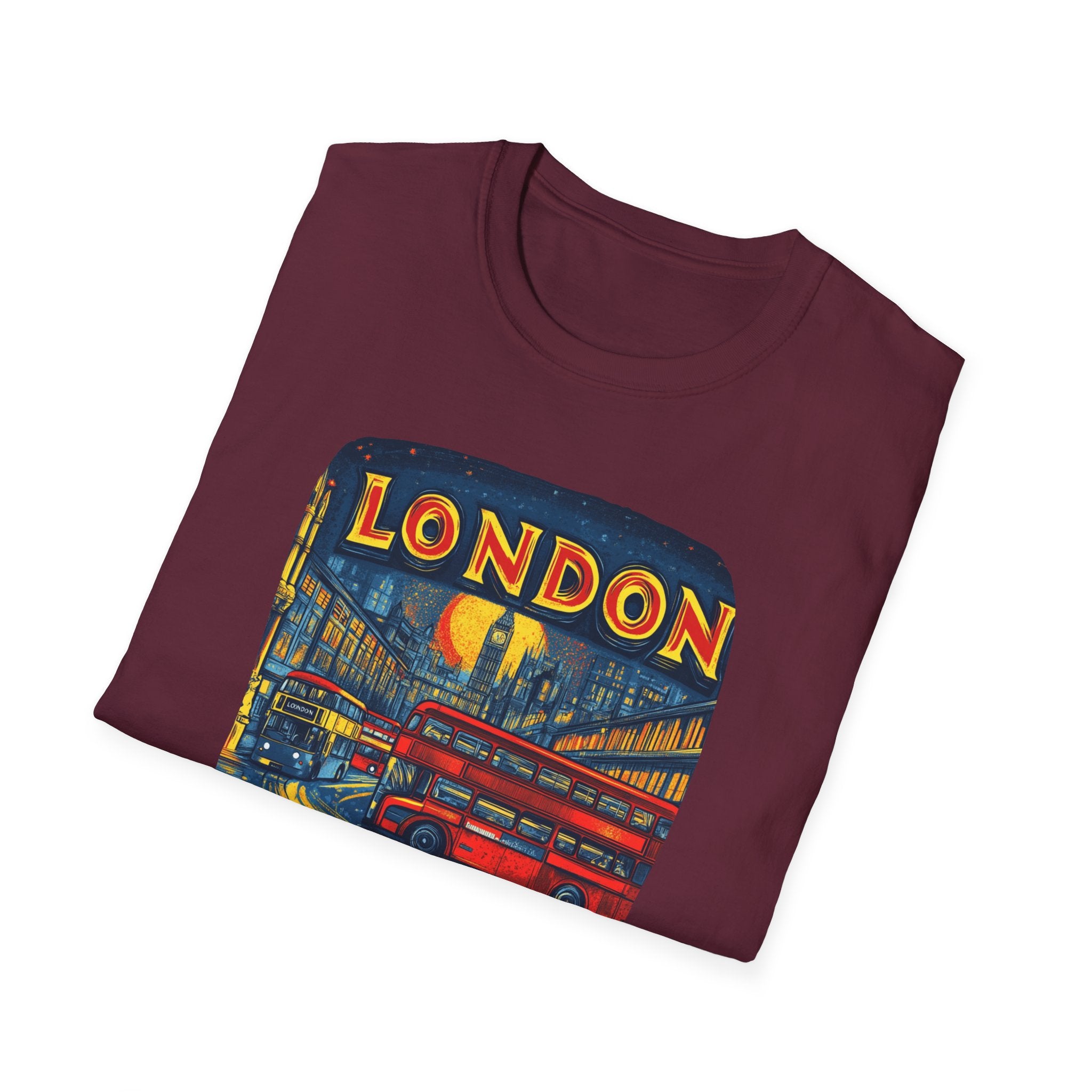 London Vintage Double-Decker Bus T-Shirt | Retro Cityscape Tee
