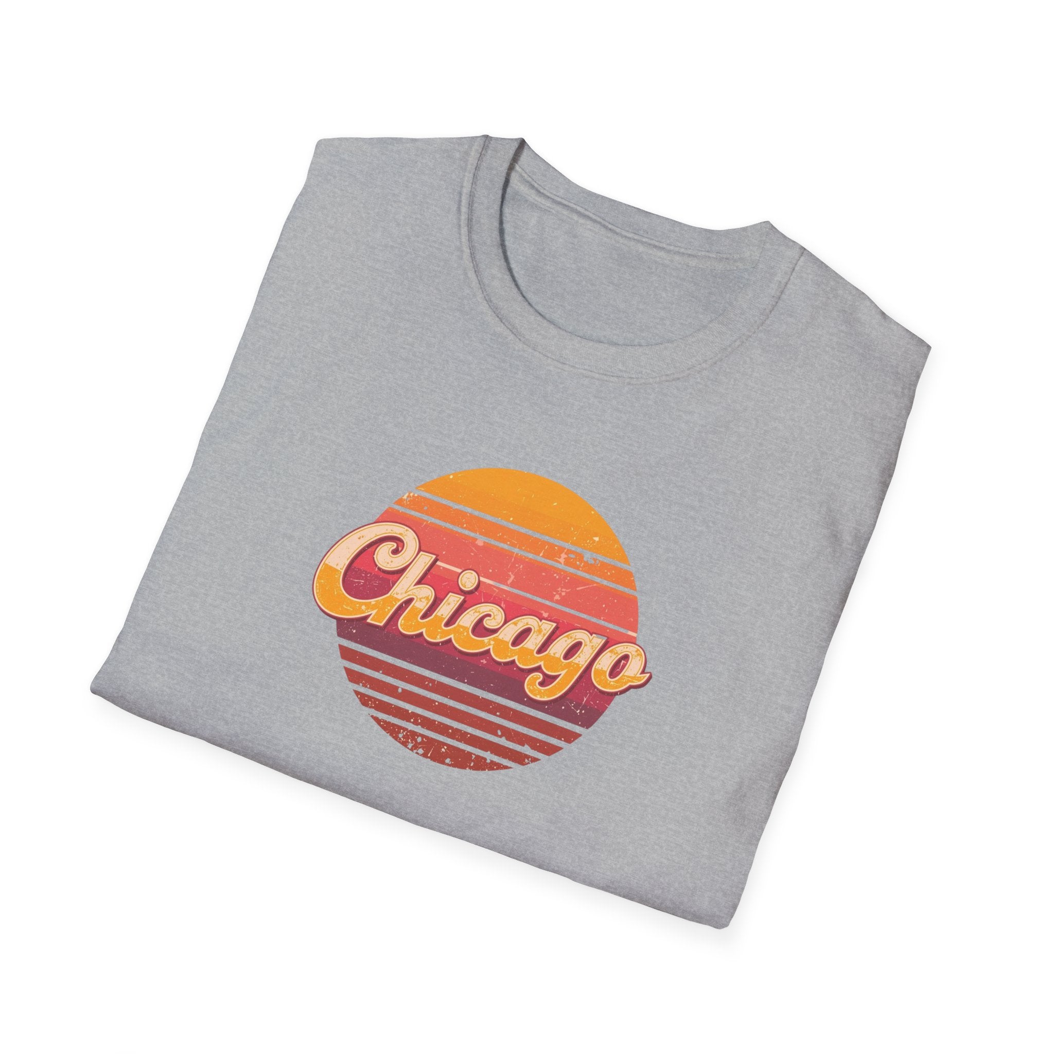 Chicago Retro Sunset T-Shirt | Vintage City Script Shirt
