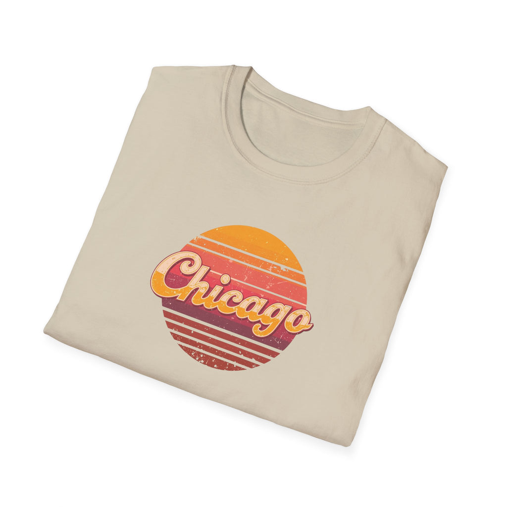 Chicago Retro Sunset T-Shirt | Vintage City Script Shirt