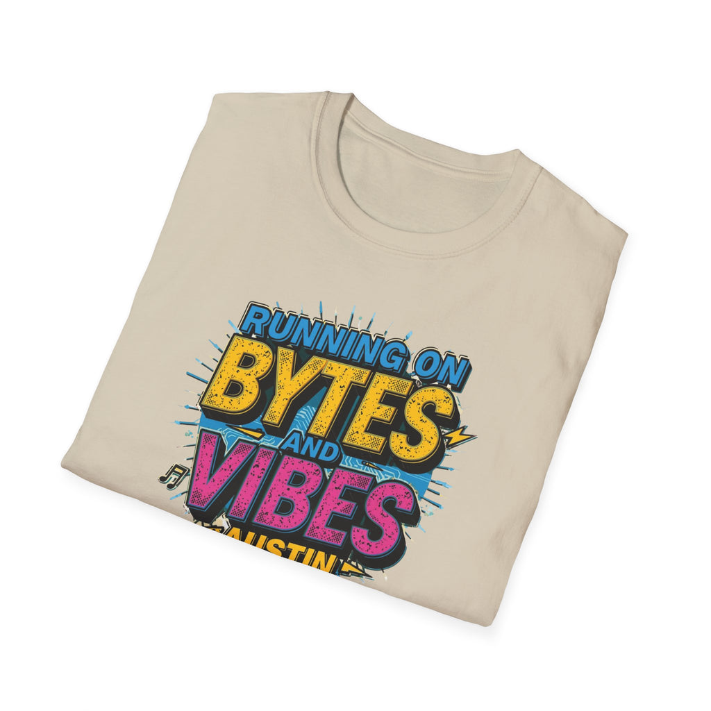 Running on Bytes and Vibes T-Shirt — Austin Retro Tech Graphic Tee