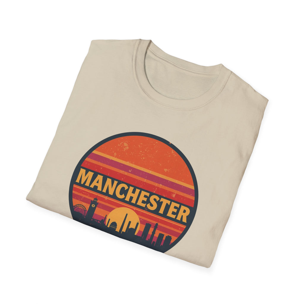 Manchester Sunset T-Shirt — Retro City Skyline Tee