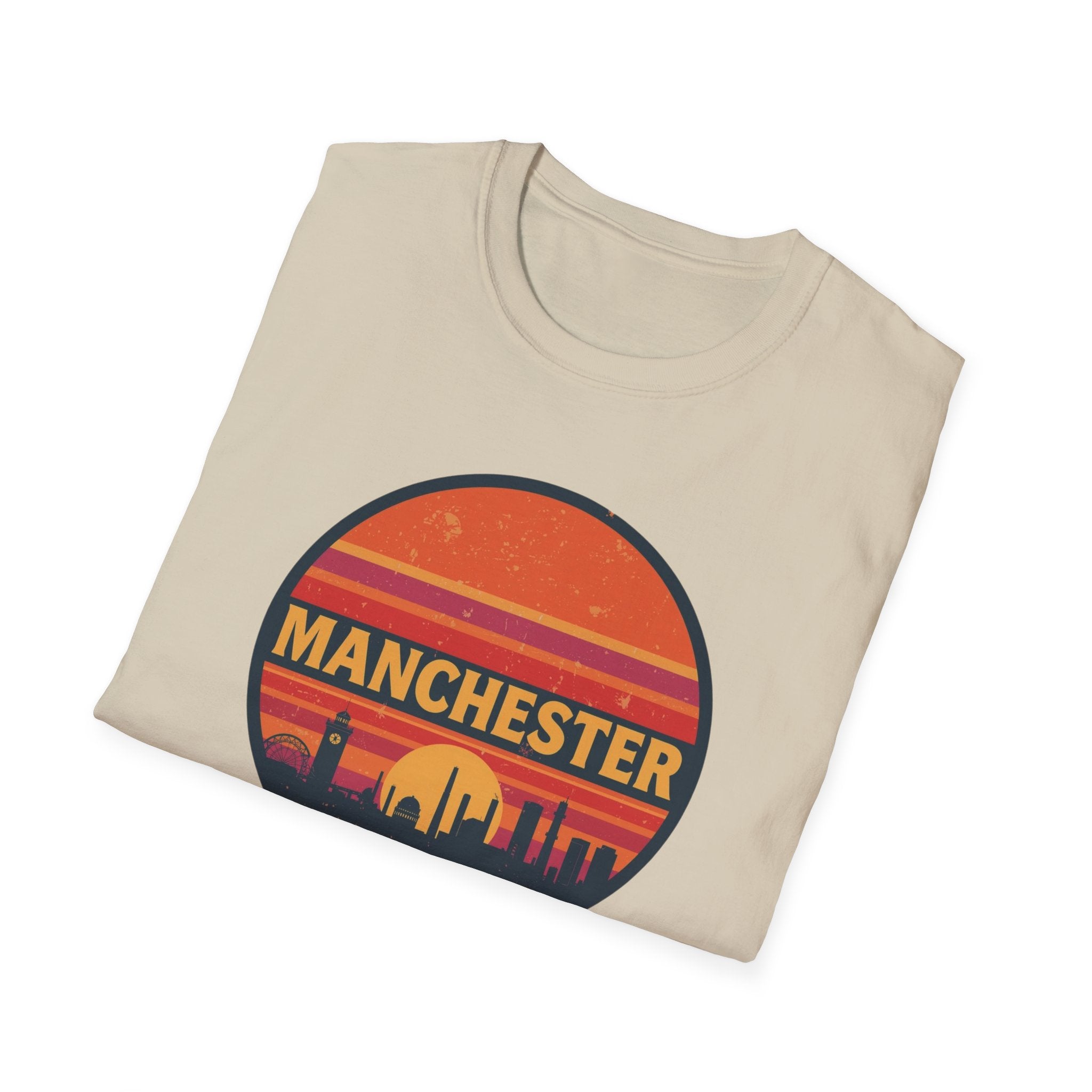 Manchester Sunset T-Shirt — Retro City Skyline Tee