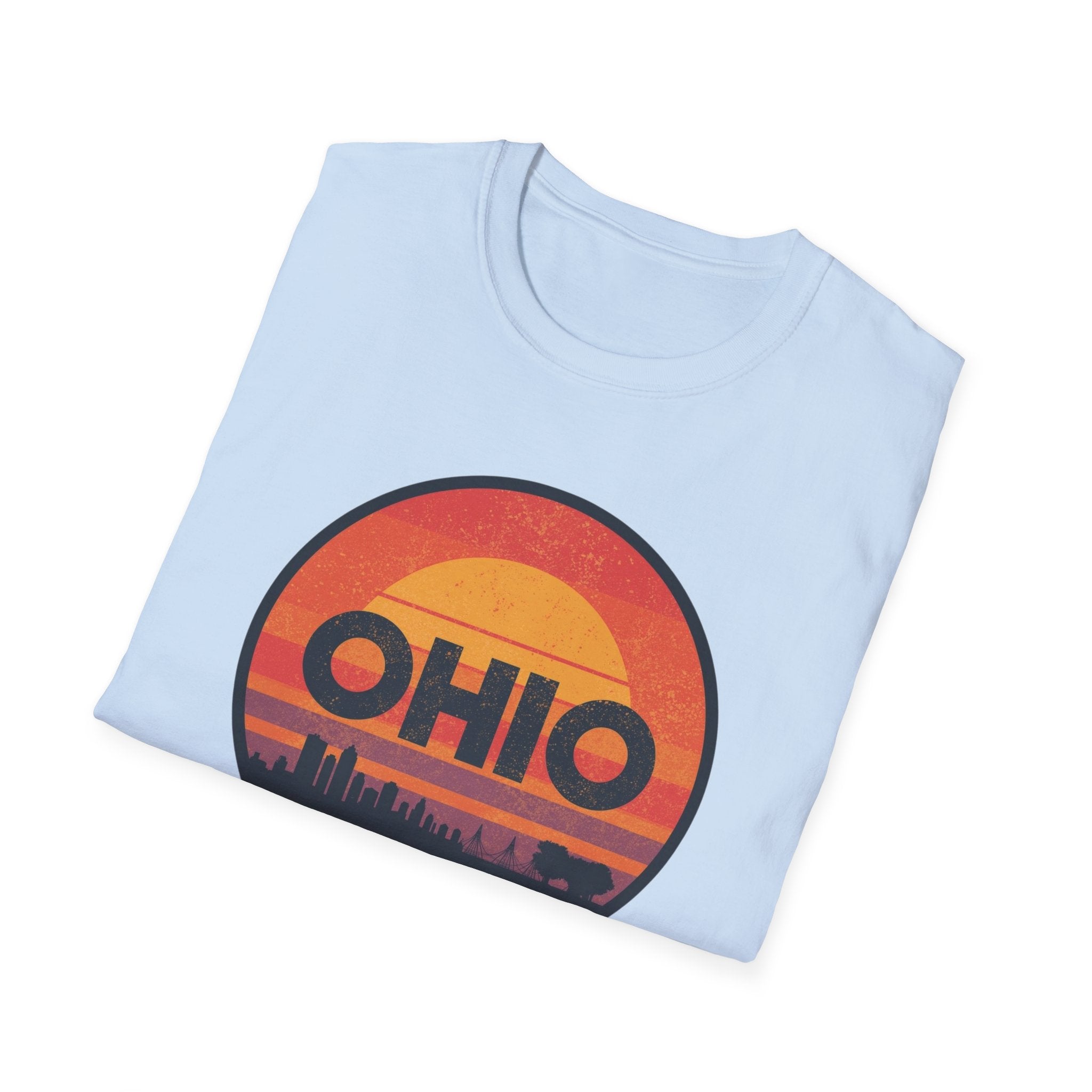 Ohio Retro Sunset T-Shirt — Vintage State Skyline Tee