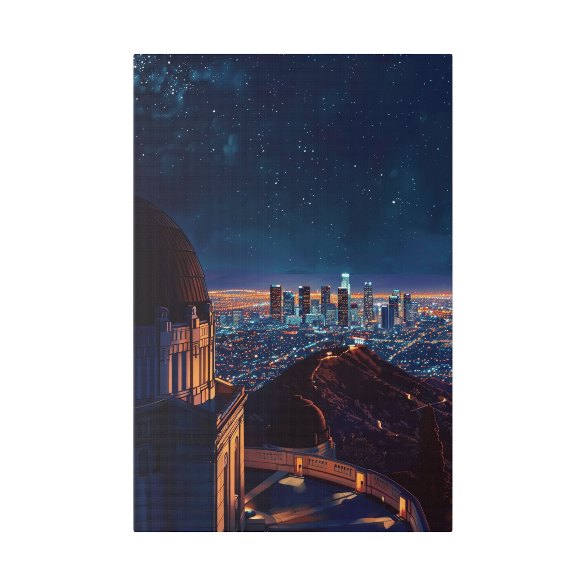Los Angeles Night Skyline Canvas Print — Griffith Observatory Cityscape Wall Art