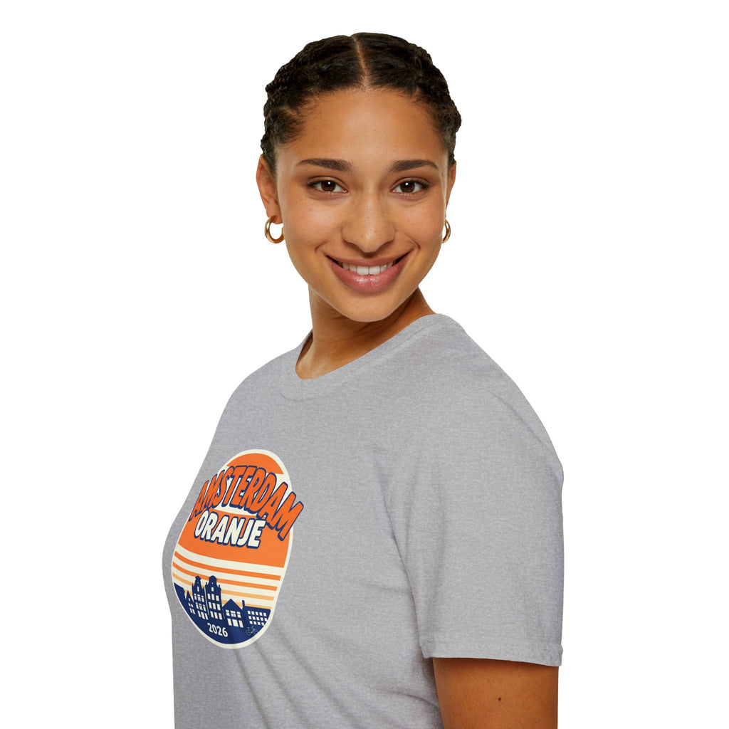 Amsterdam Oranje Vintage Skyline T-Shirt — 2026 Dutch Pride Tee