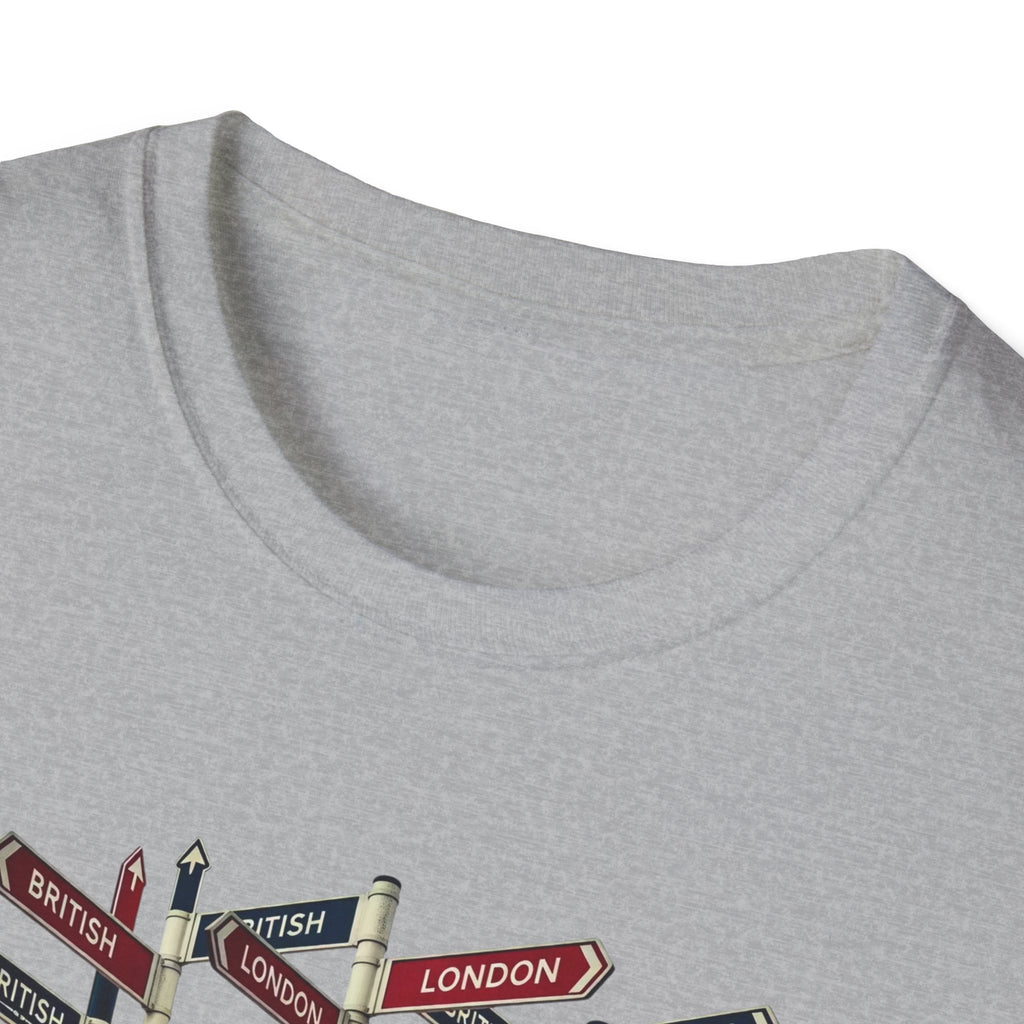 London Street Signs T-Shirt — Vintage Union Jack Directional Graphic