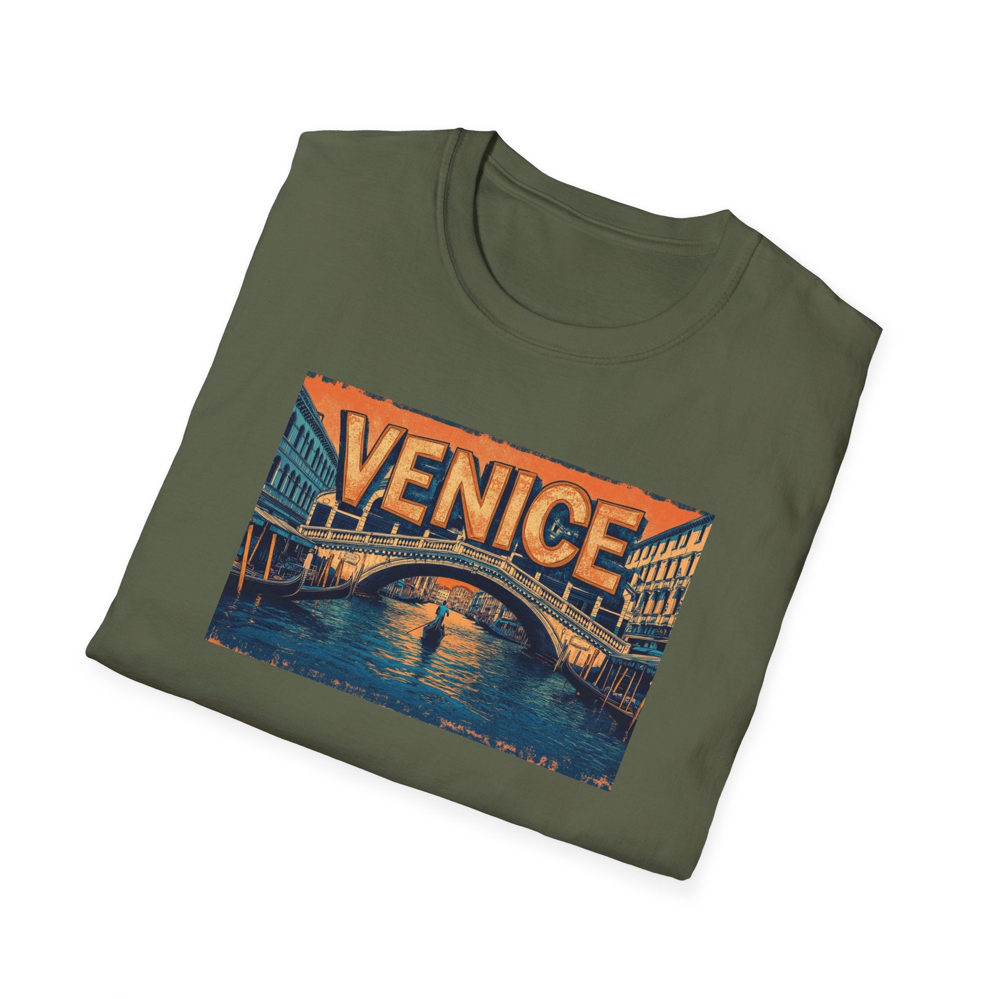 Venice Vintage Canal Poster T-Shirt | Gondola Bridge Italy Travel Tee