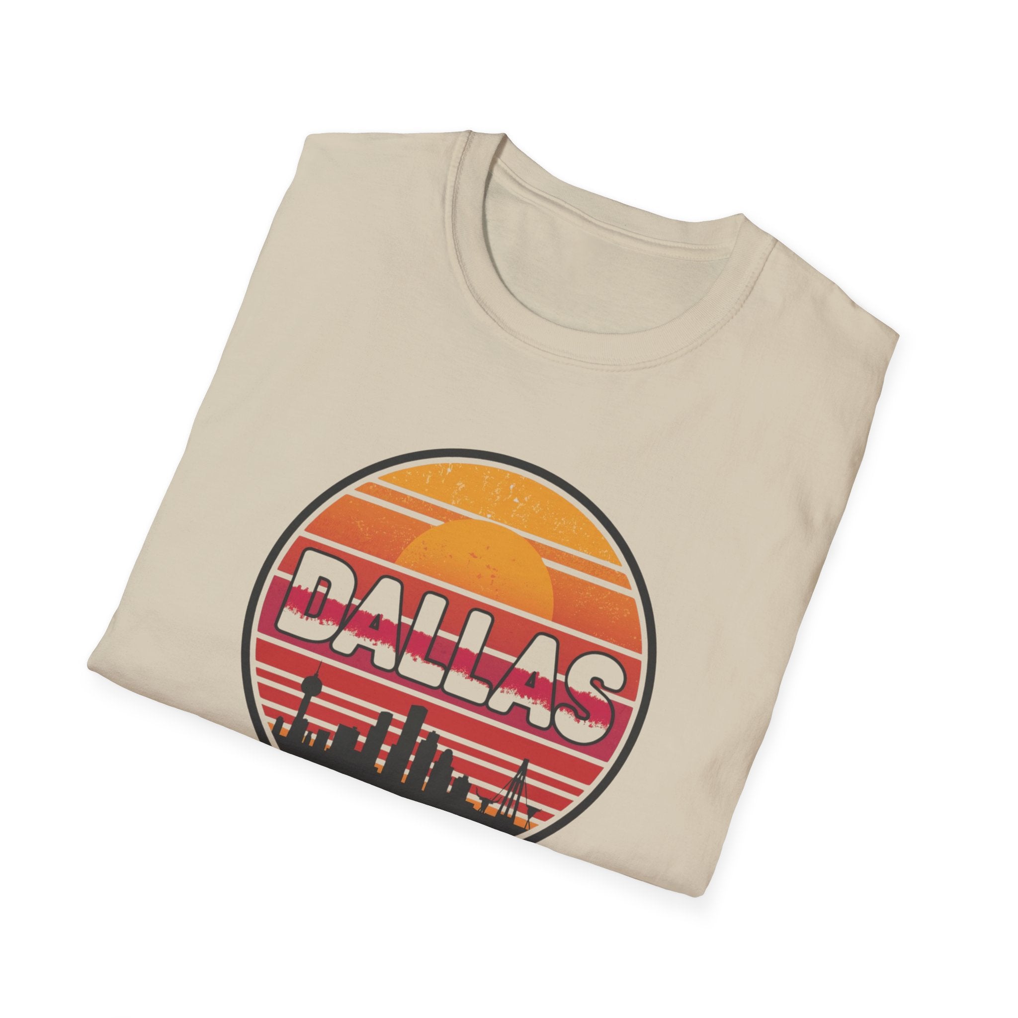 Dallas Sunset Skyline T‑Shirt — Retro Cityscape Tee