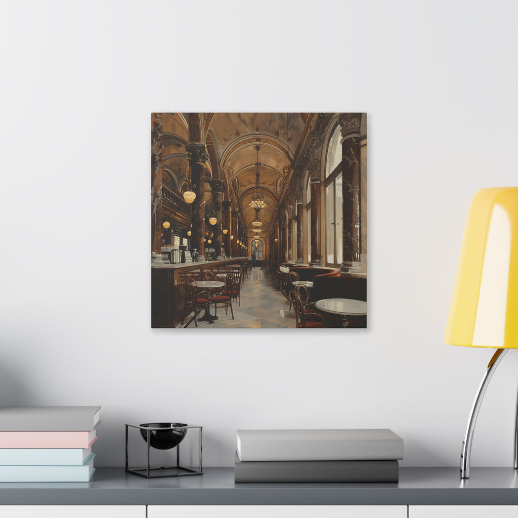 Vienna Grand Coffee House - Vintage Café Interior Stretched Canvas Wall Art