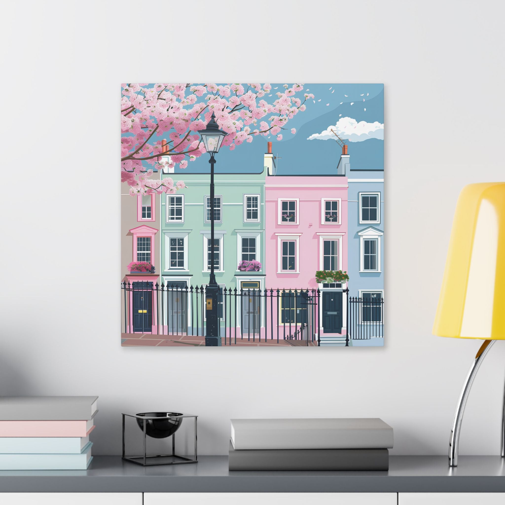 Pastel Row Houses London Canvas
