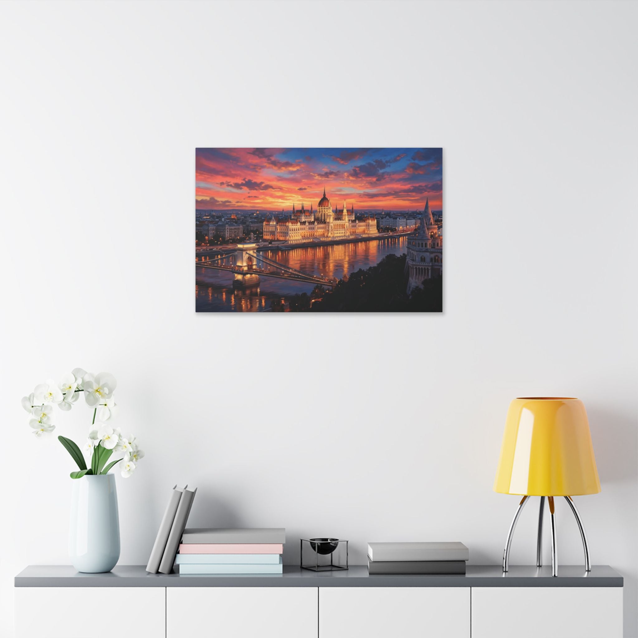 Budapest Parliament Sunset Canvas Wall Art