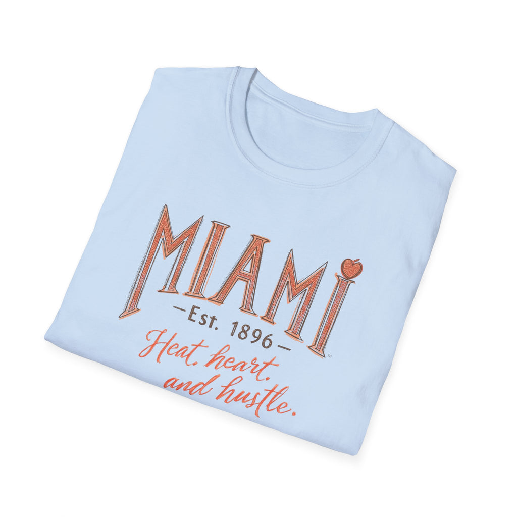 Miami T-Shirt - "Heat, Heart and Hustle" Retro Coastal Graphic Tee