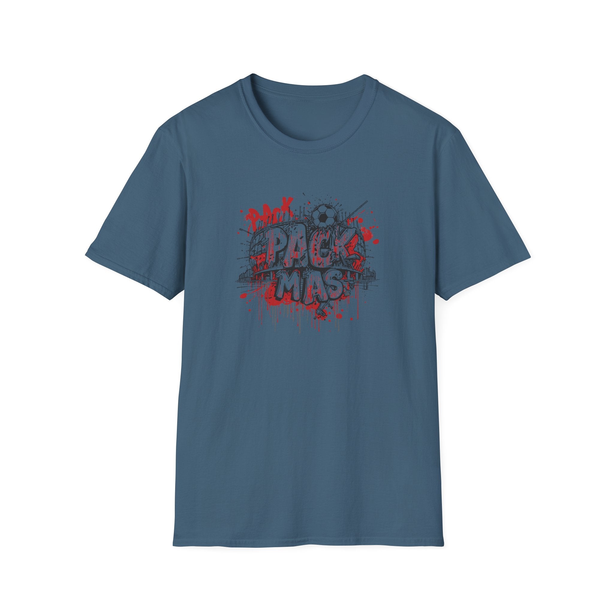 Pack Mas T-Shirt | Skull Mask Illustration, Horror Dripping Text