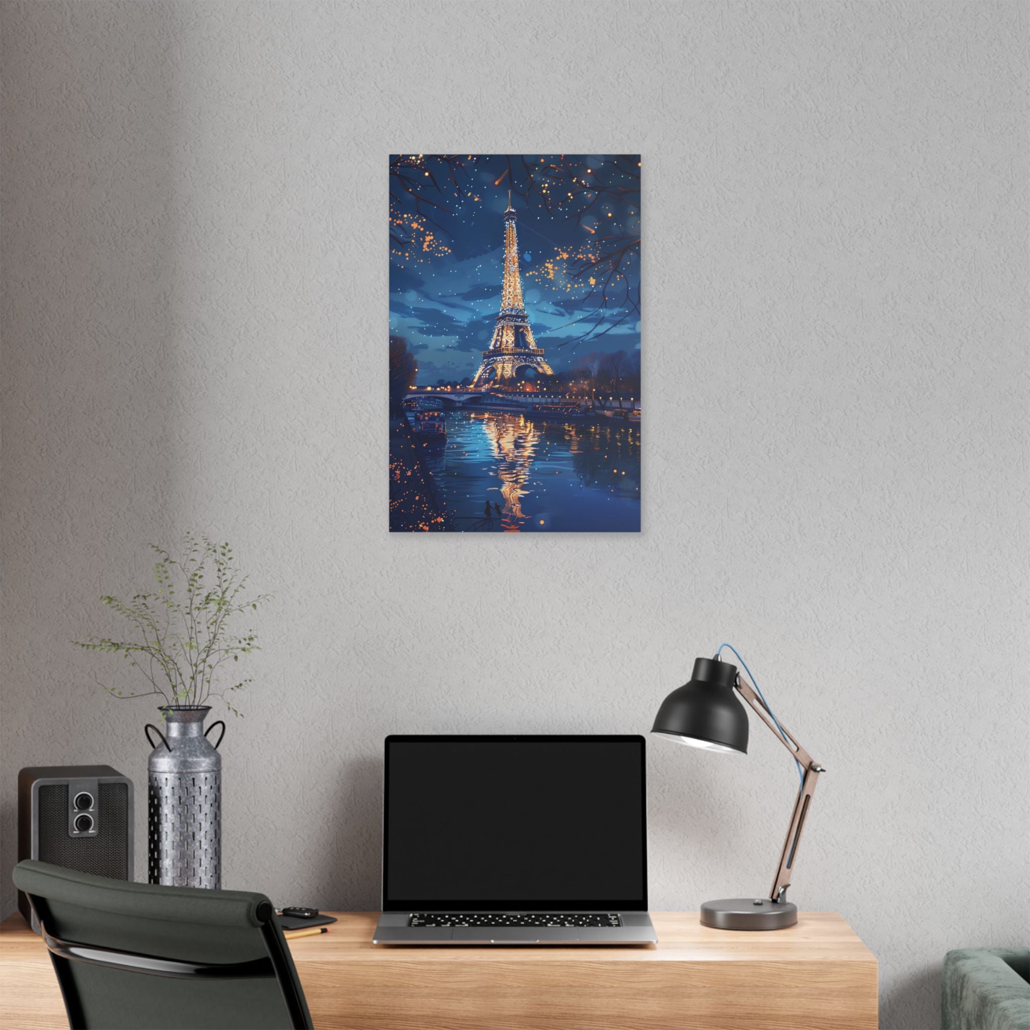 Eiffel Tower Night Canvas — Paris Skyline Stretched Wall Art