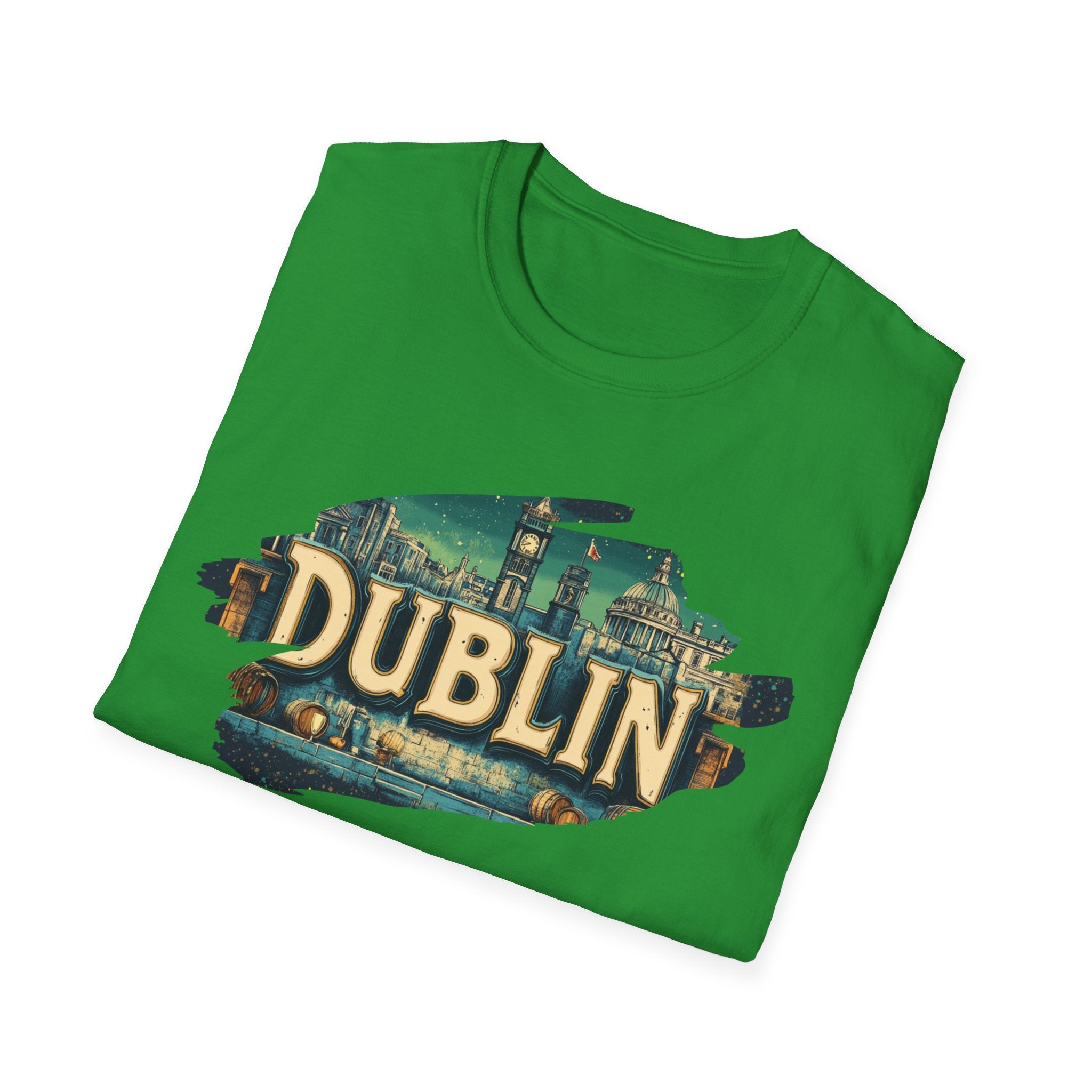 Dublin vintage travel collage T-Shirt | Irish city skyline, retro postcard style