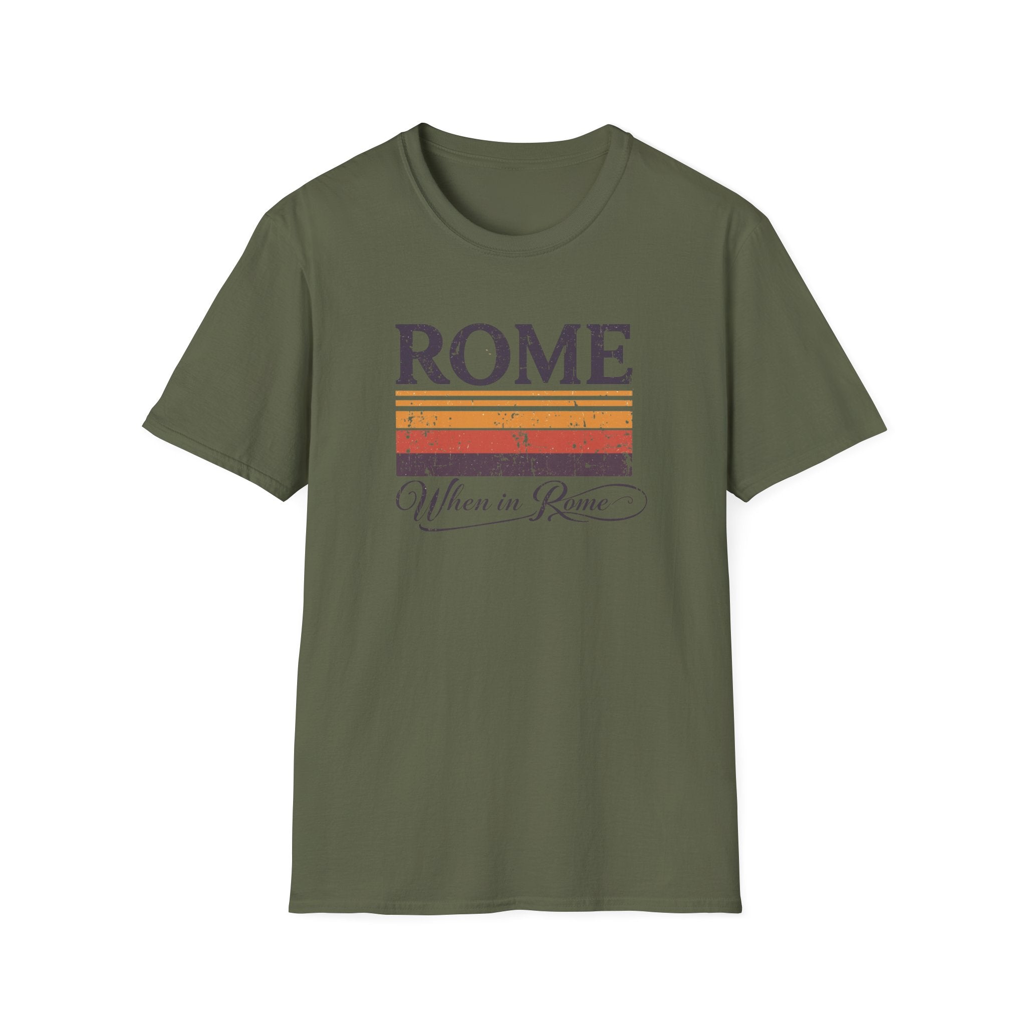 Rome Vintage Stripes T-Shirt — "When in Rome" Travel Tee