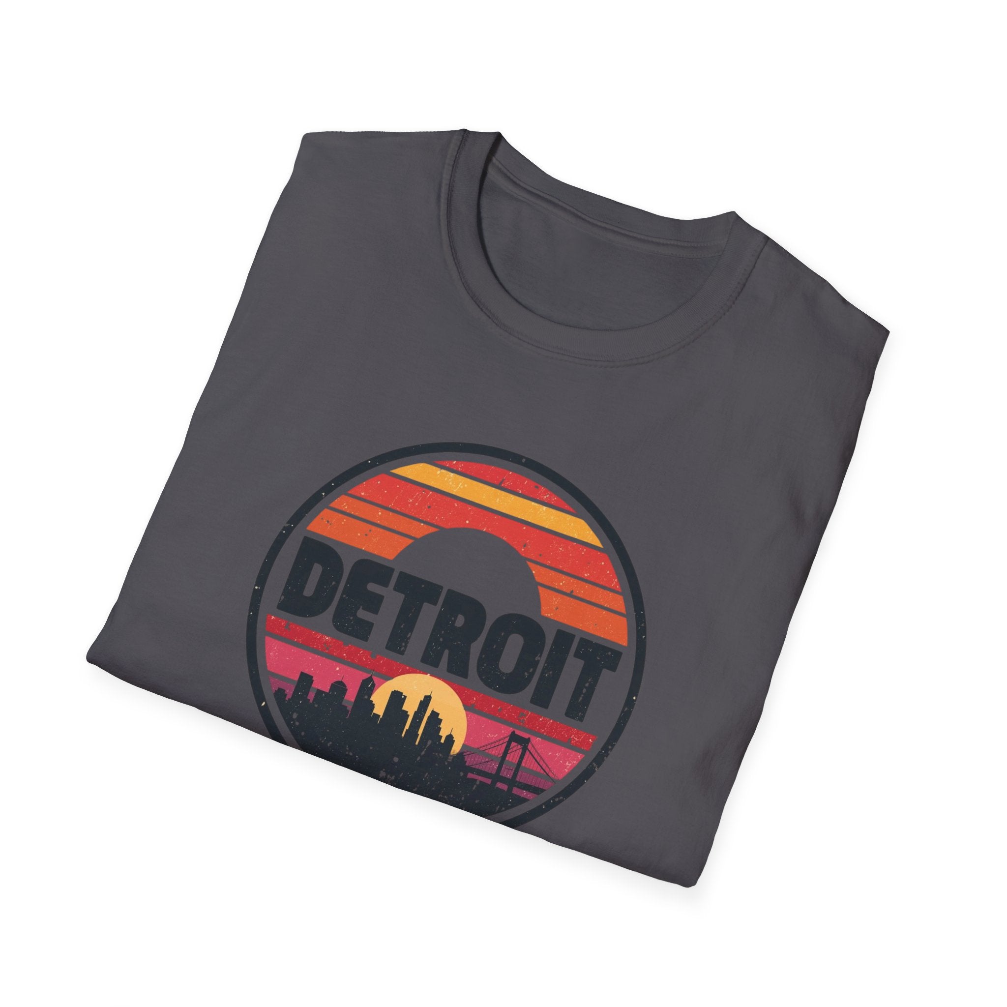 Detroit Skyline Retro Sunset T-Shirt