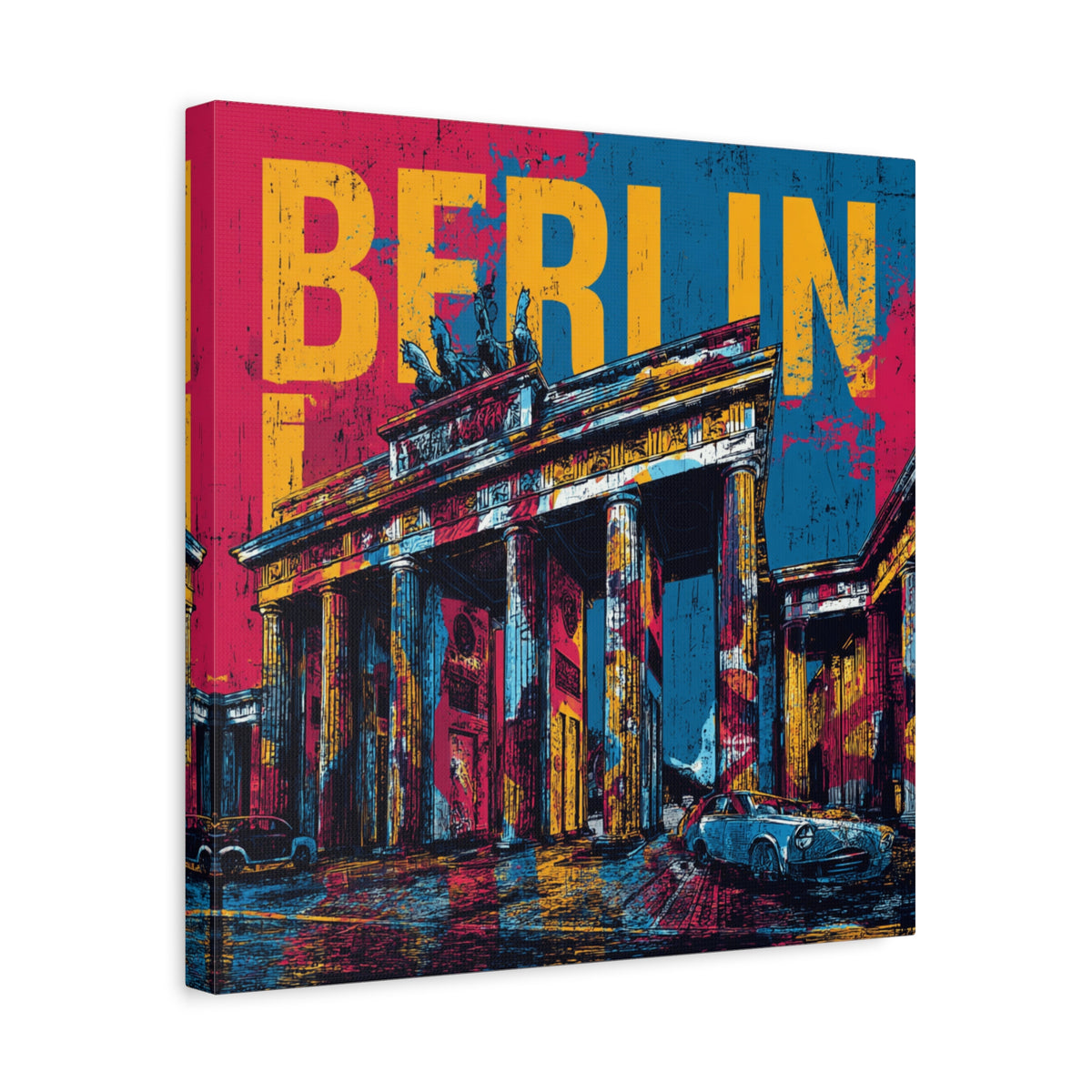 Berlin Pop Art Canvas Wall Art — Colorful Brandenburg Gate Stretched Canvas