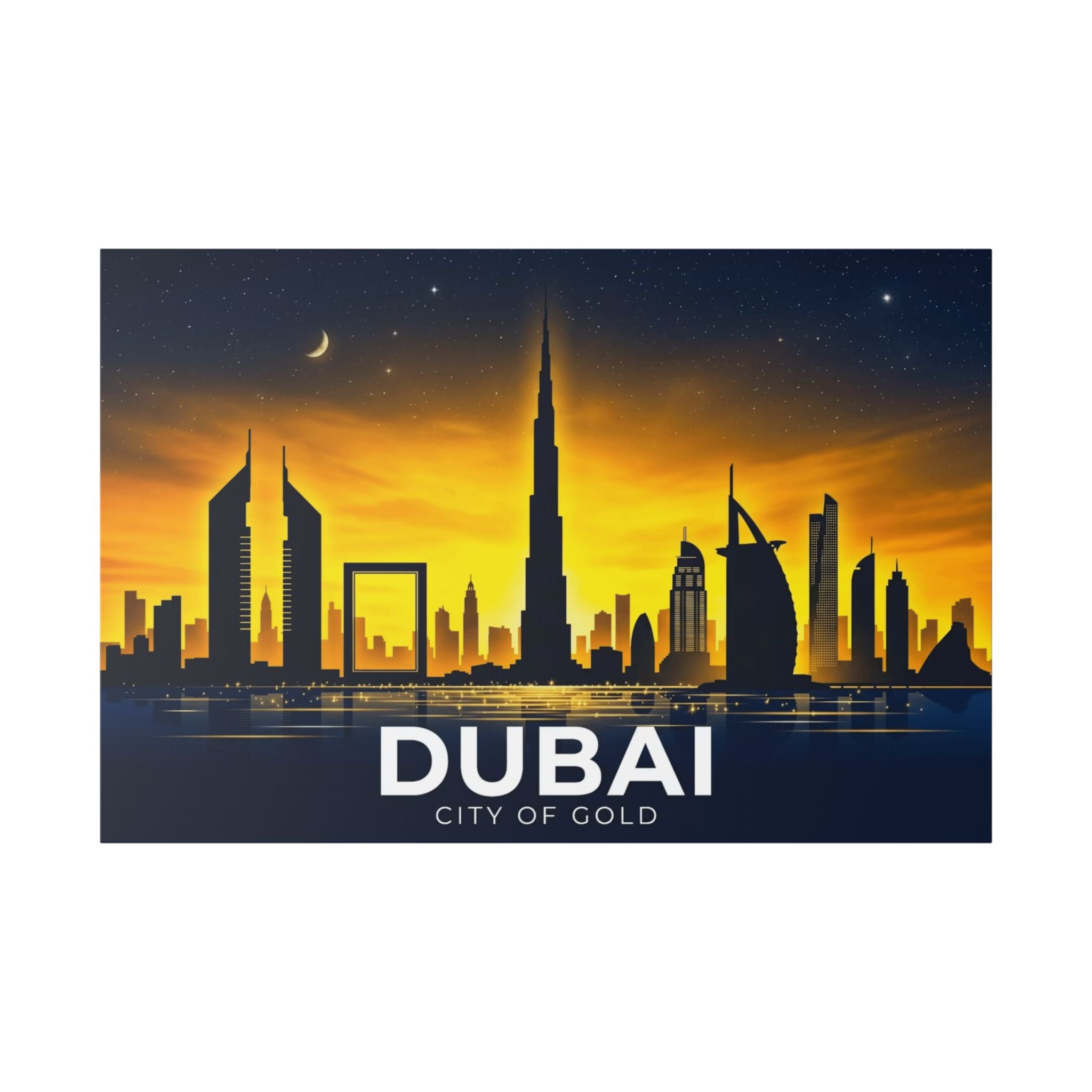 Dubai City of Gold Skyline Canvas Print — Golden Dubai Wall Art