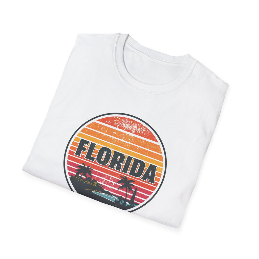 Florida Retro Sunset T-Shirt — Vintage Palm Beach Vacation Tee