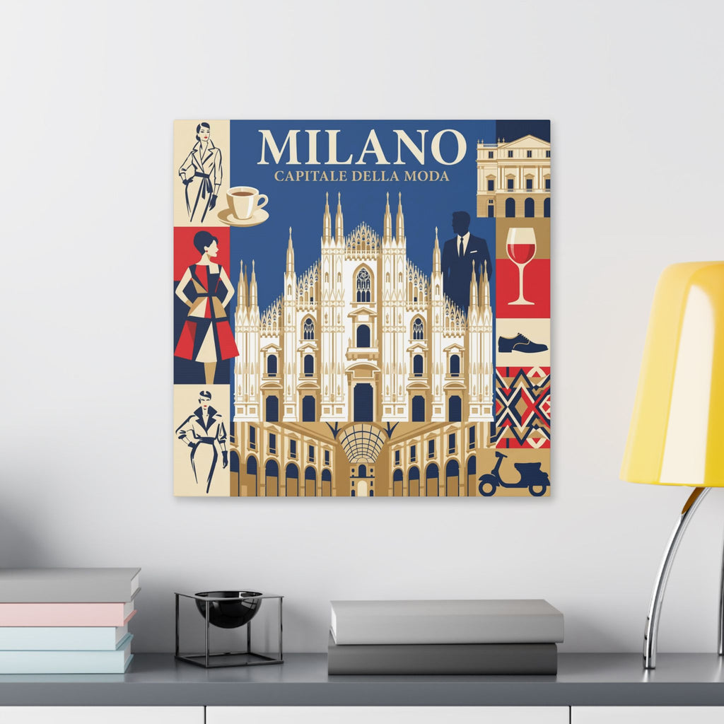 Milano Travel Poster Stretched Canvas – 'Milano Capitale Della Moda' Fashion City Wall Art