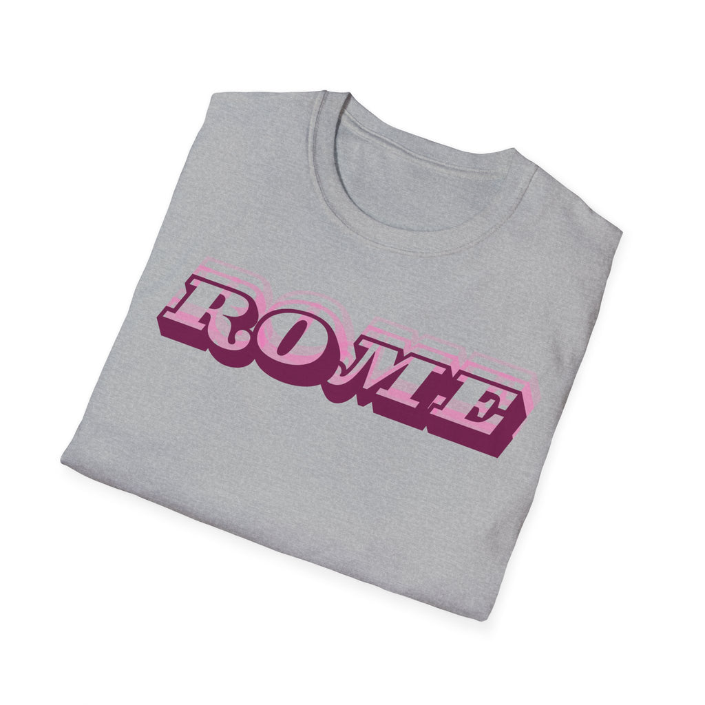 ROME 3D Retro Text T-Shirt | Pink Ombre City Typography