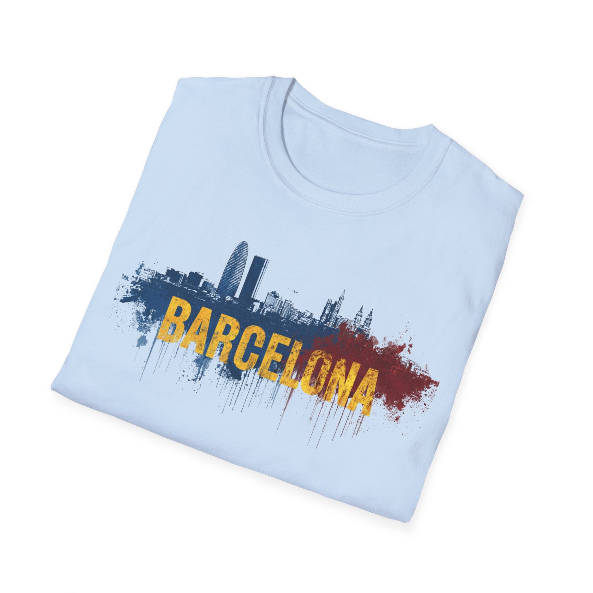 Barcelona skyline paint splash T-Shirt | Spanish city travel tee