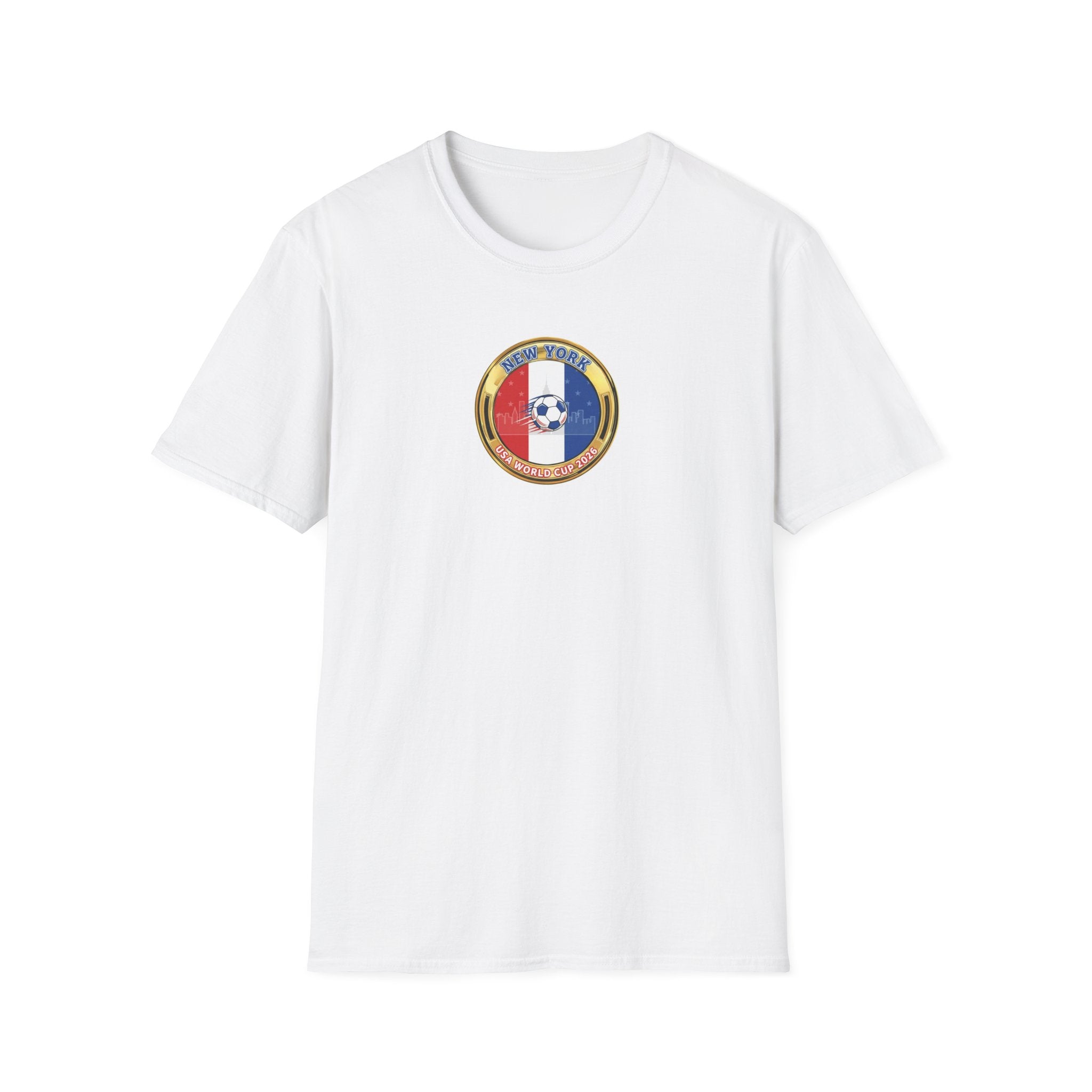 New York Host City World Cup 2026 Soccer Crest T-Shirt — Flag Emblem Football Tee