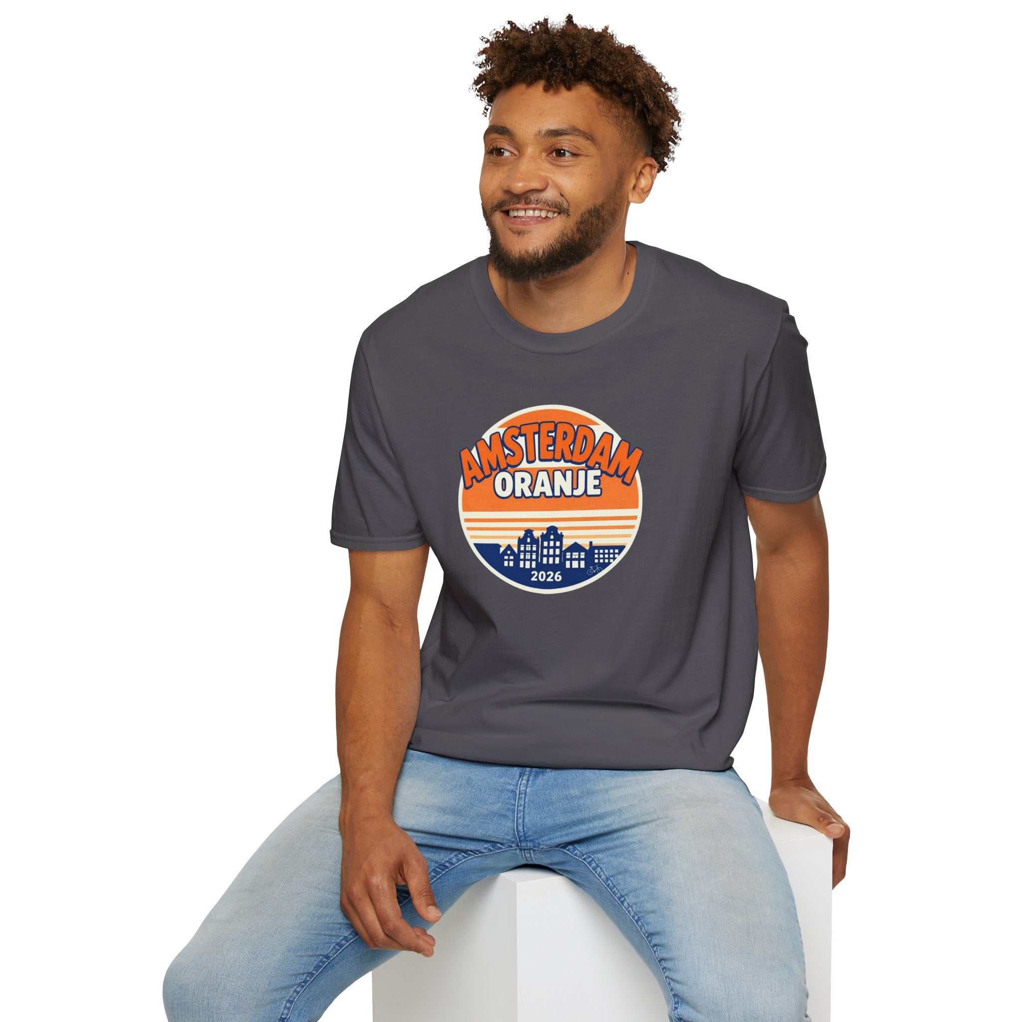Amsterdam Oranje Vintage Skyline T-Shirt — 2026 Dutch Pride Tee