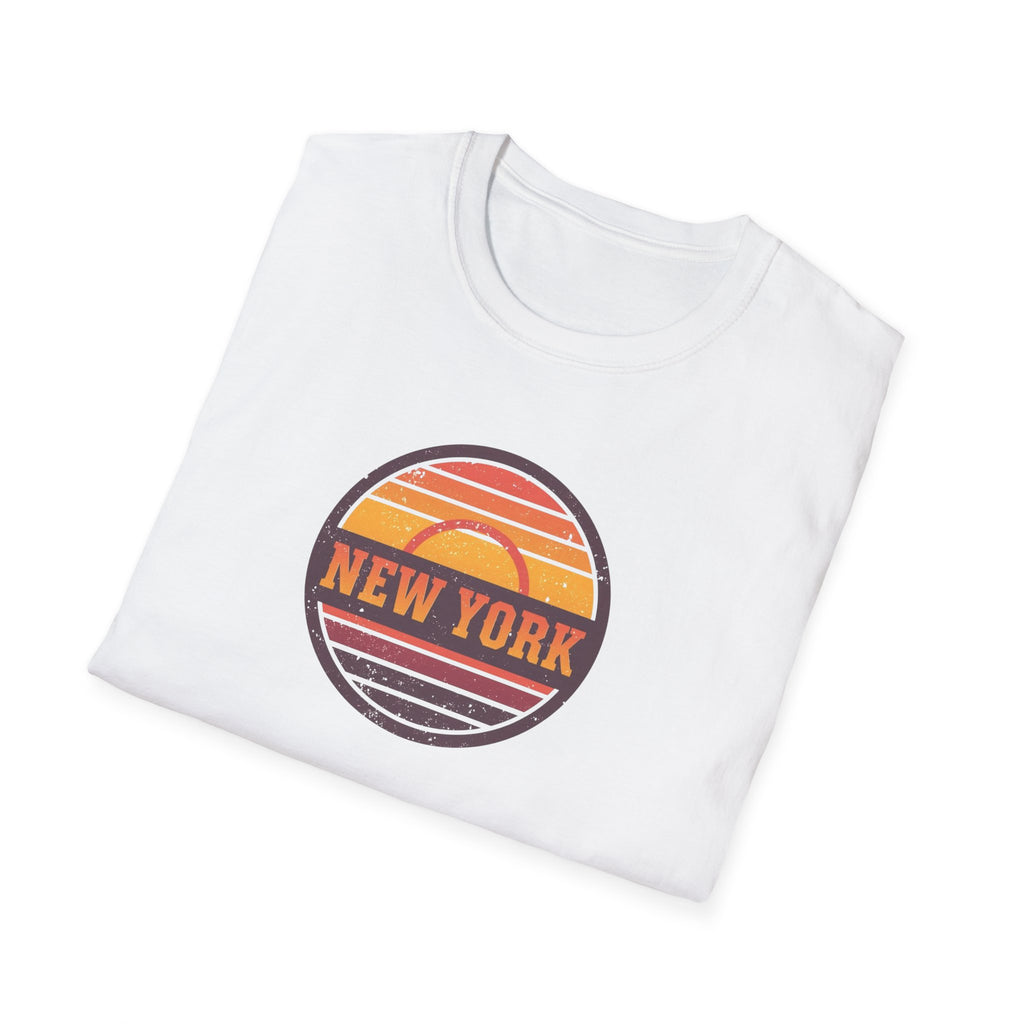 New York sunset badge T-Shirt | vintage retro city graphic