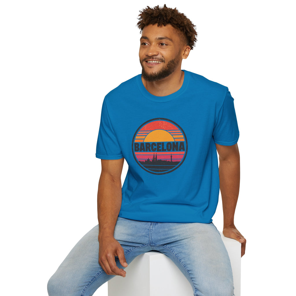Barcelona Sunset T-Shirt — Retro Skyline Graphic Tee