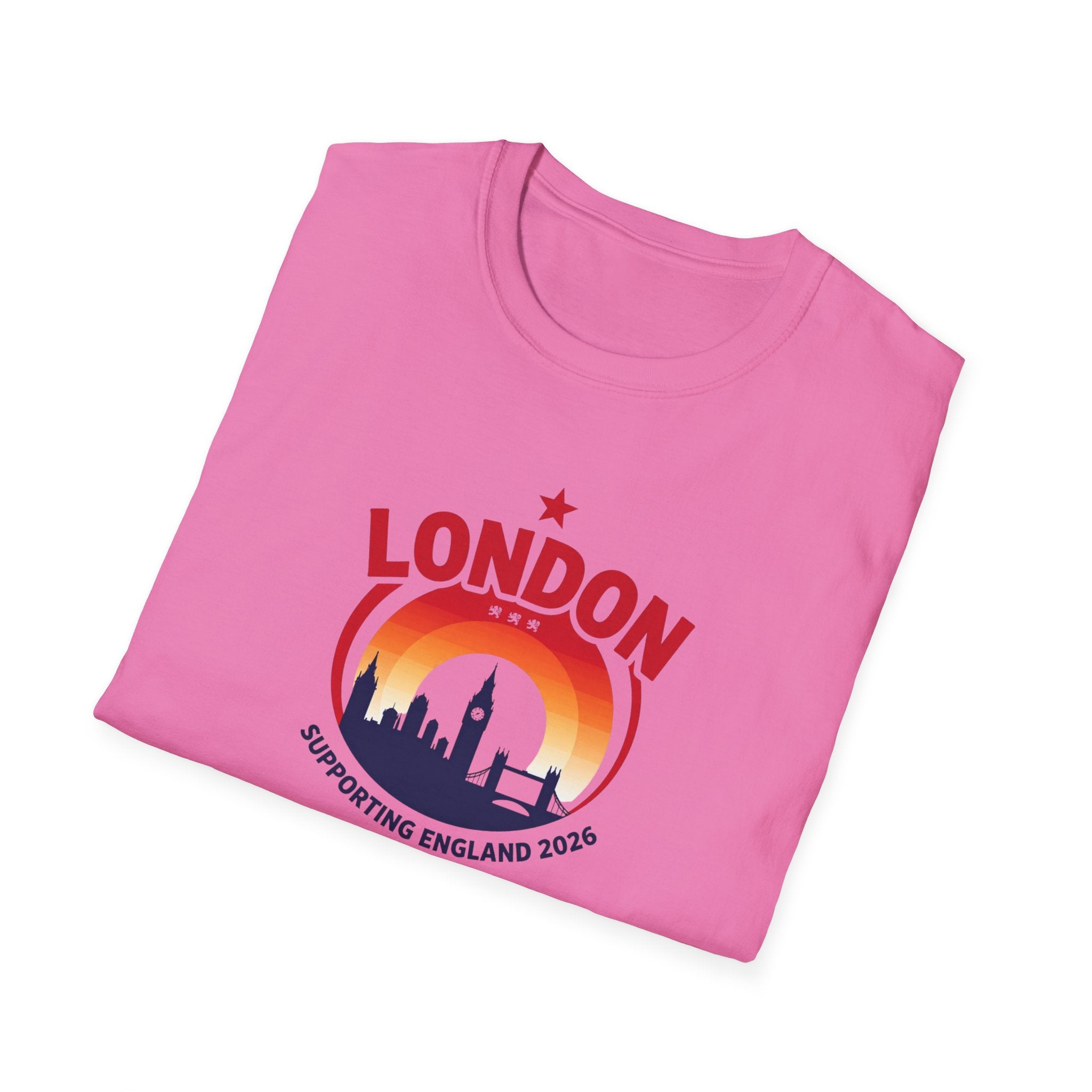 London Skyline World Cup 3 Lions T-Shirt — Supporting England 2026 Sunset Graphic