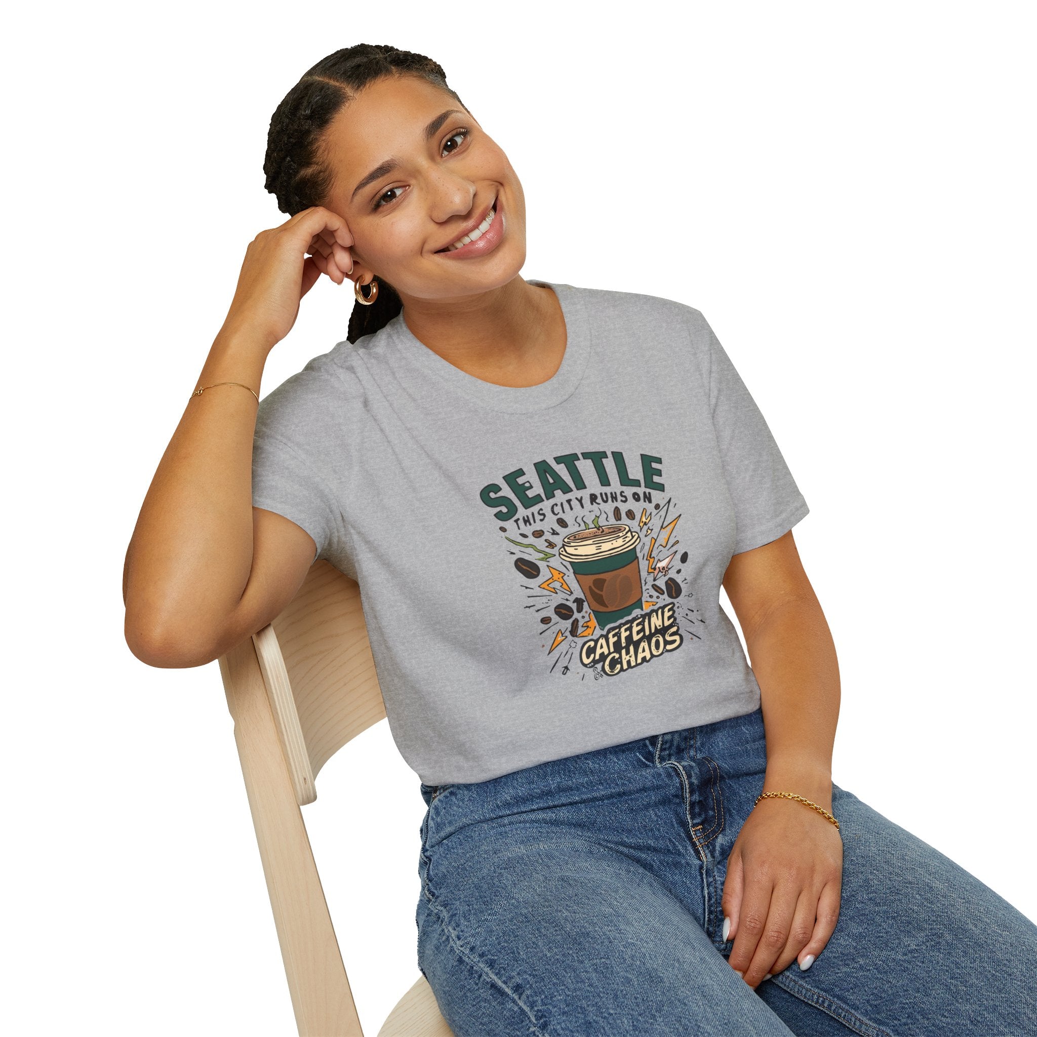 Seattle Caffeine Chaos T-Shirt – This City Runs on Coffee Graphic Tee