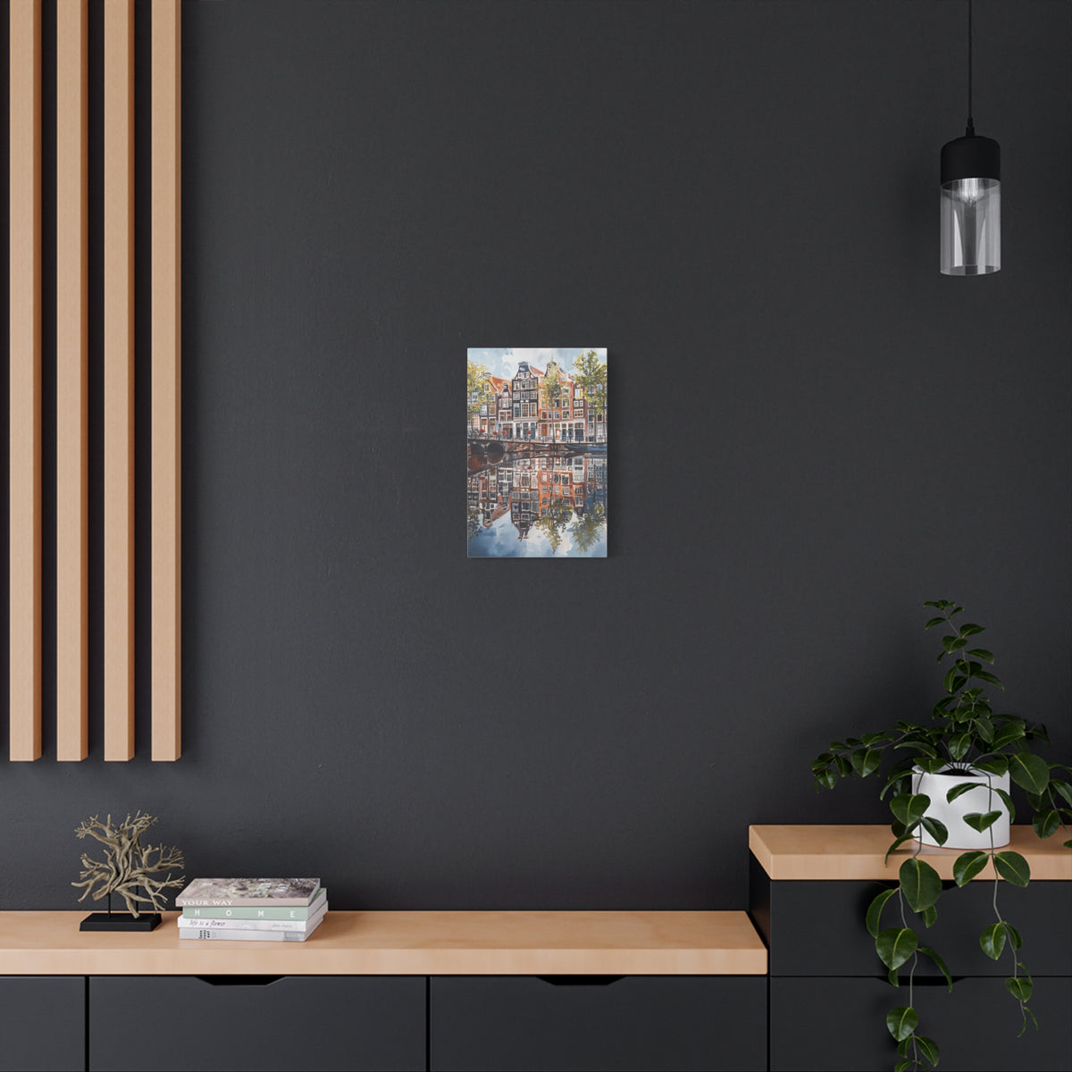 Amsterdam Canal Reflection Canvas Print — European Cityscape Wall Art