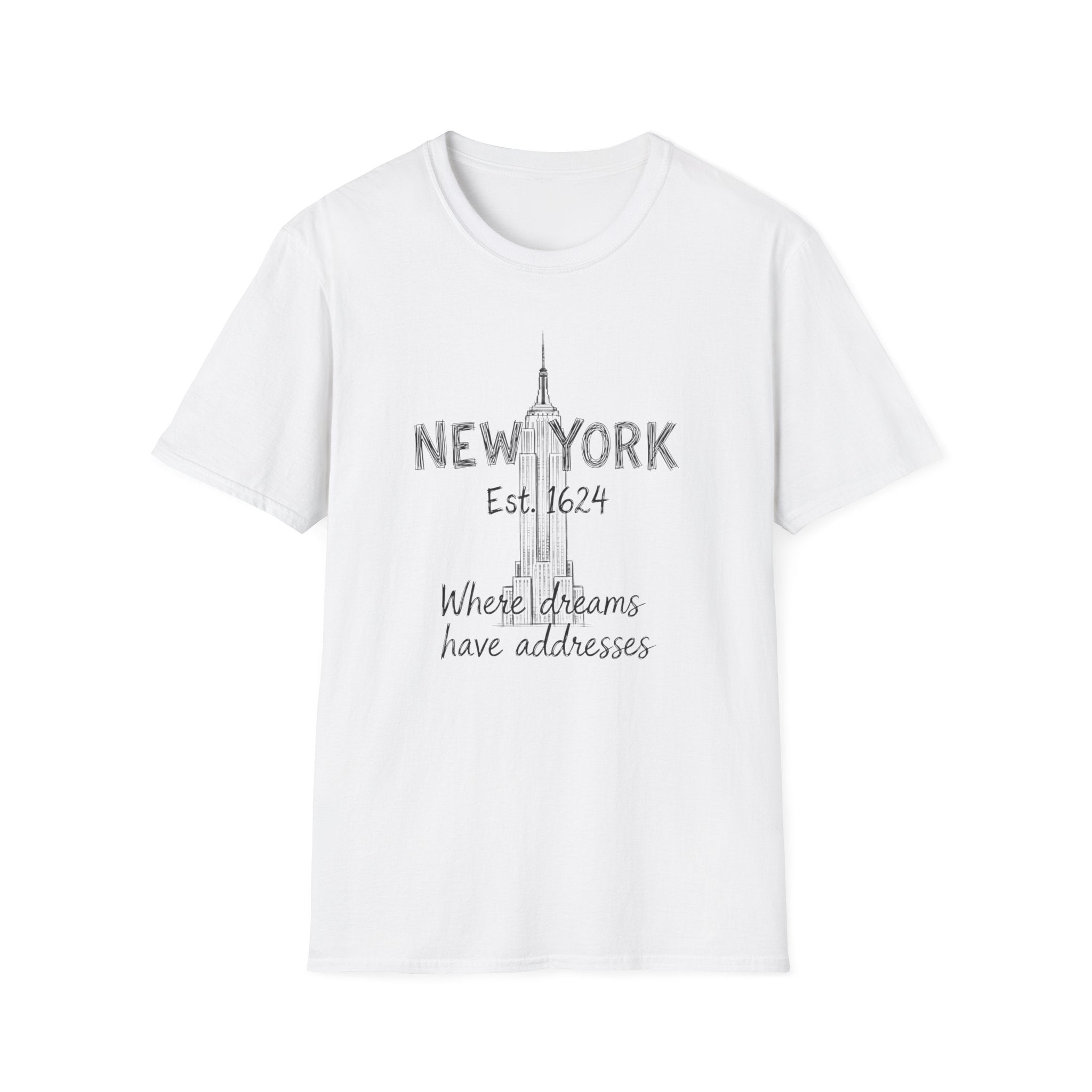 New York T-Shirt — 'Where Dreams Have Addresses' Skyline Tee