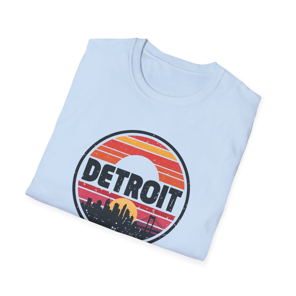 Detroit Skyline Retro Sunset T-Shirt