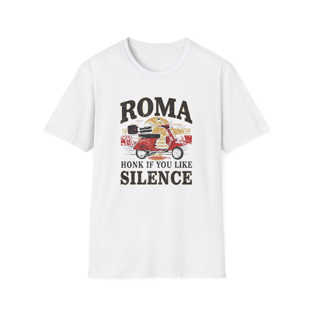 Roma Scooter T-Shirt — "Honk If You Like Silence" Vintage Italy Tee