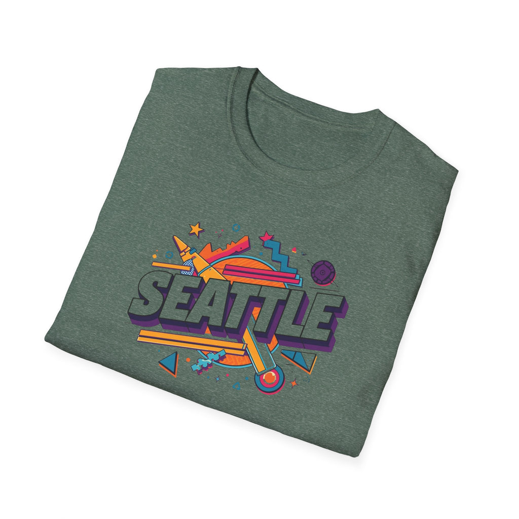 Seattle Retro Graphic T-Shirt — Colorful City Skyline Design