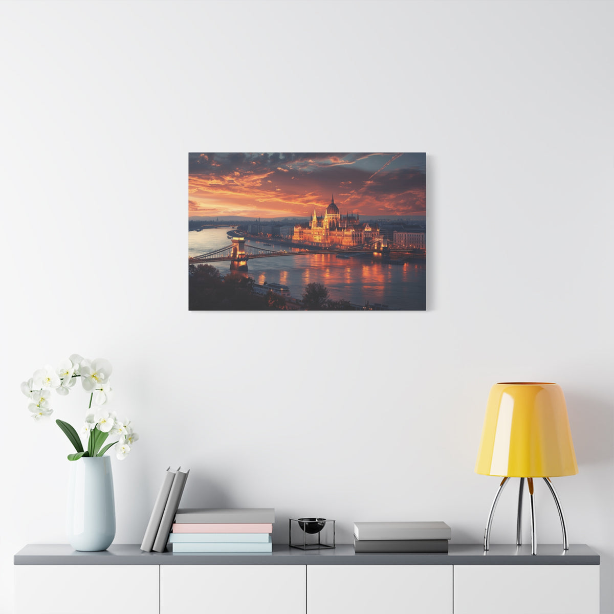 Budapest Parliament at Sunset — Classic Stretched Canvas Wall Art