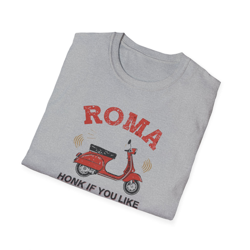 Roma Scooter T‑Shirt — "Honk If You Like Silence" Vintage Vespa Tee