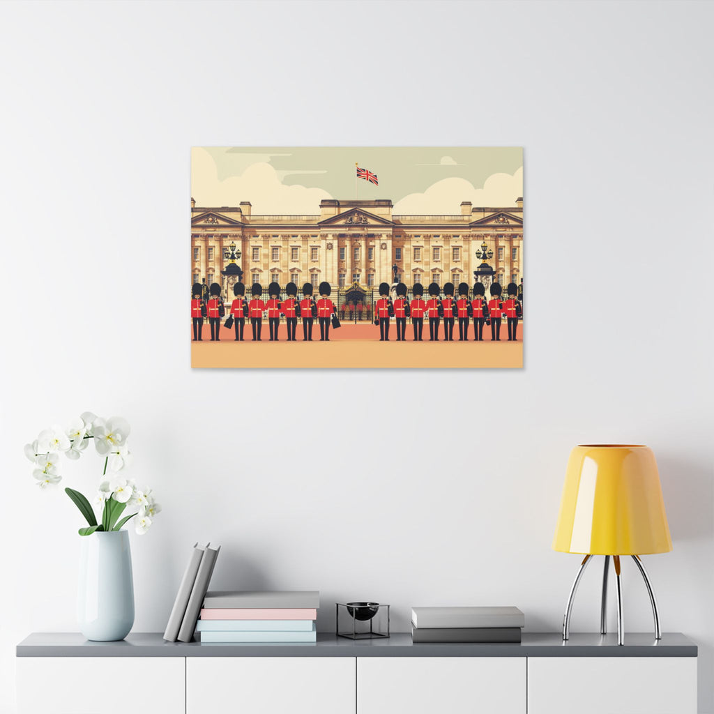 Buckingham Palace Guards Canvas Wall Art — British Royal Guard Illustration