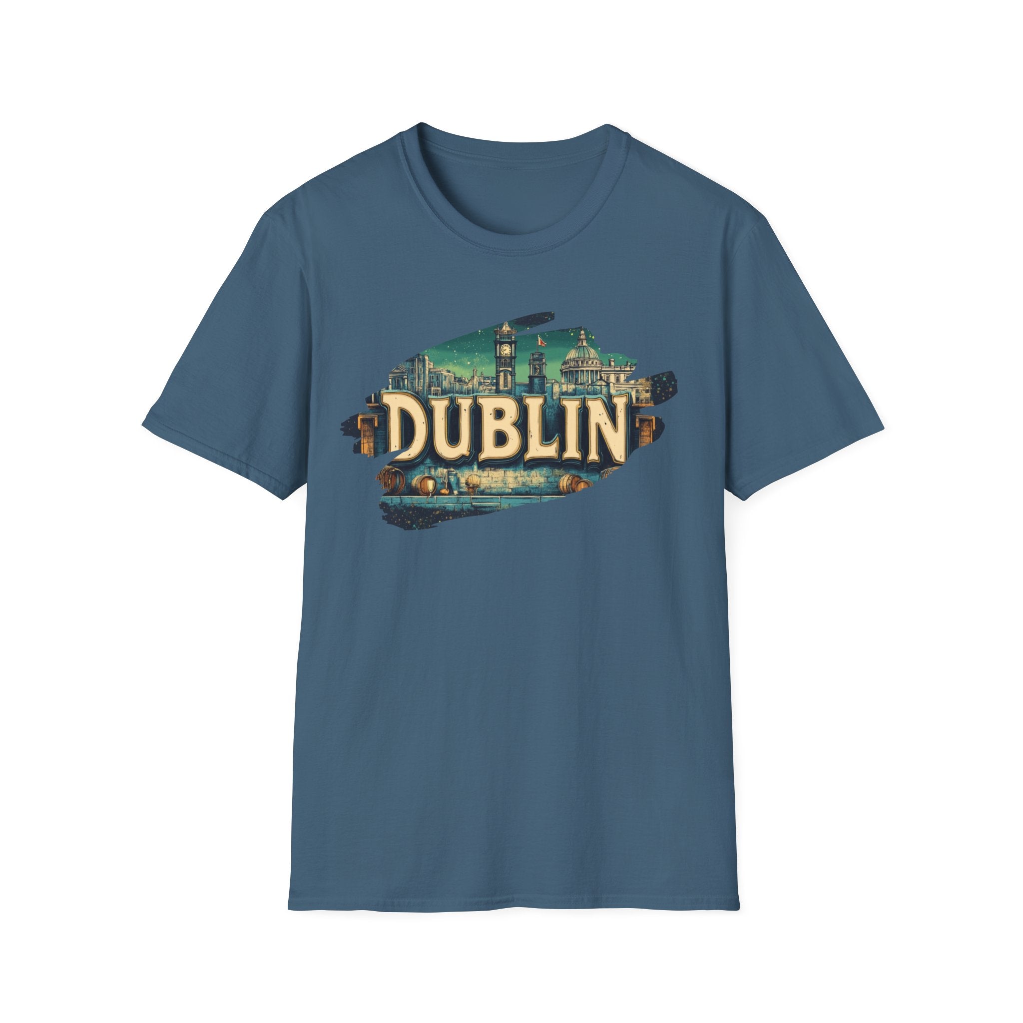 Dublin vintage travel collage T-Shirt | Irish city skyline, retro postcard style