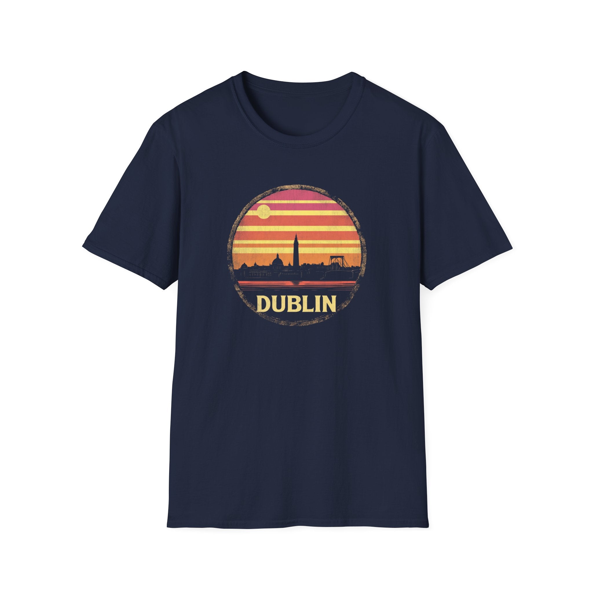 Dublin Skyline T-Shirt — Retro Sunset Irish Travel Tee