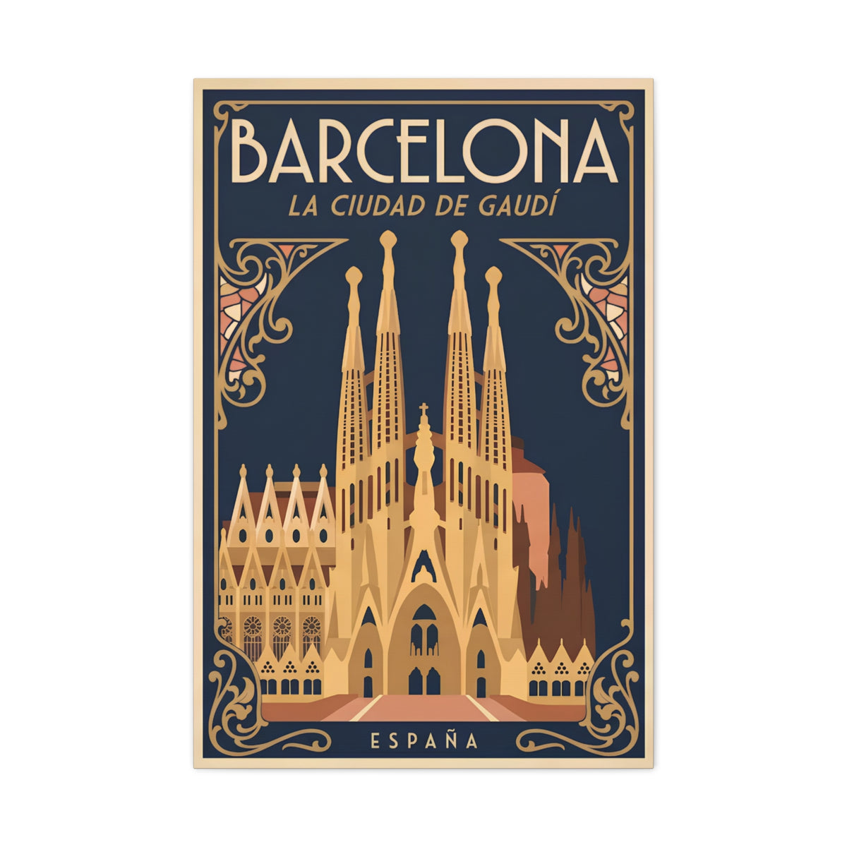 Barcelona Sagrada Família Canvas Wall Art — La Ciudad de Gaudí Travel Poster