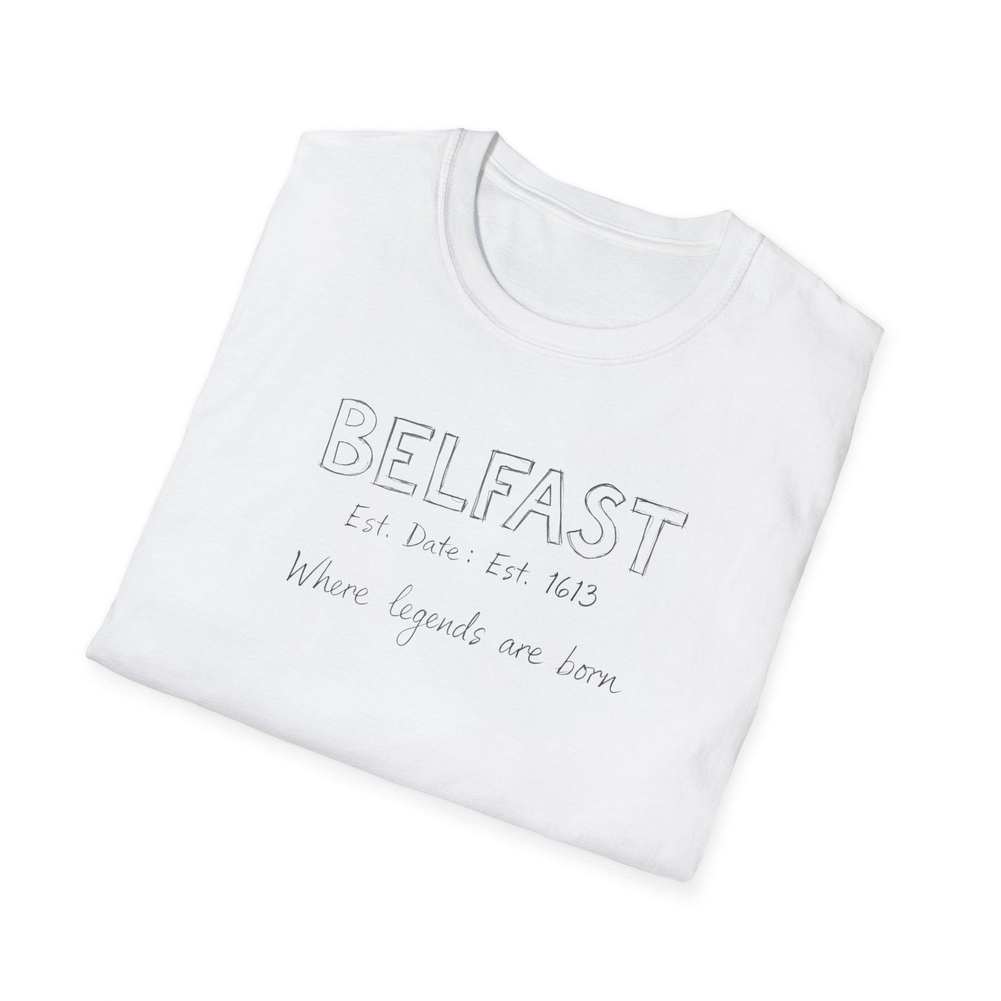 Belfast Handwritten Script T‑Shirt — 'Belfast: Let Love In' Minimal City Tee