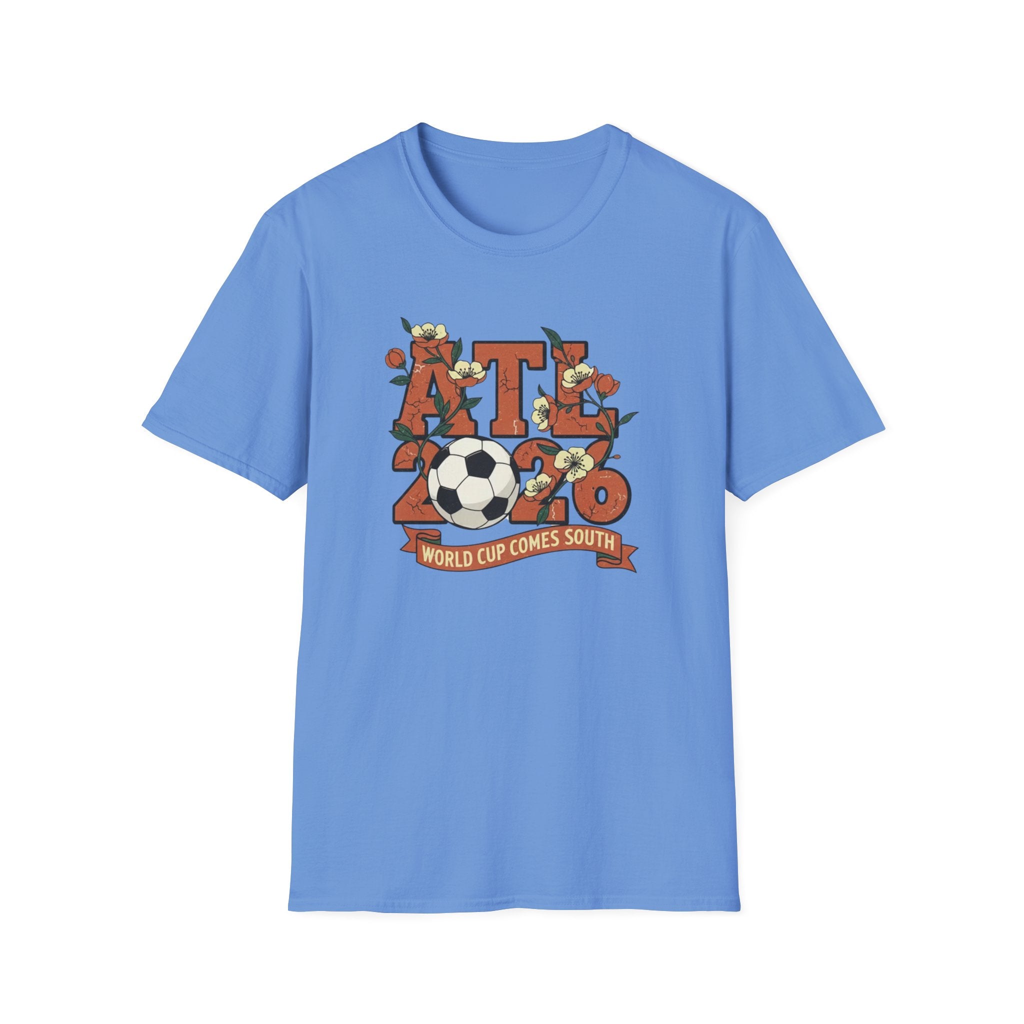 Atlanta (ATL) World Cup 2030 Soccer T-Shirt — "World Cup Comes South" Retro Design