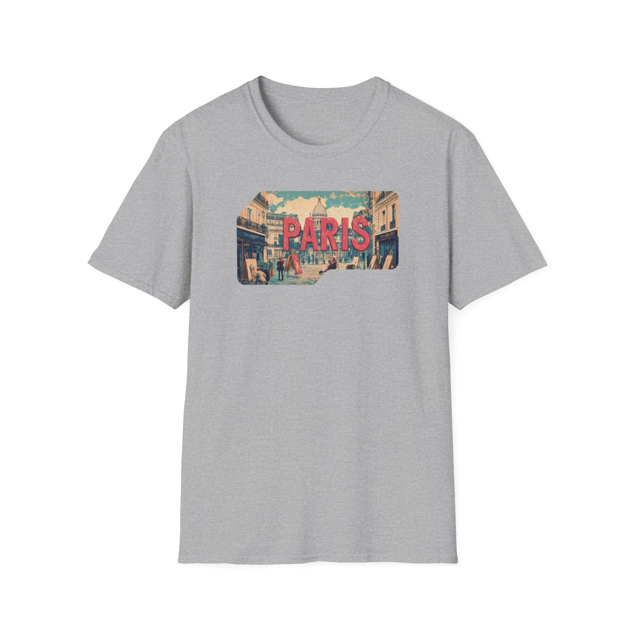 Paris Retro Street Scene T-Shirt | Vintage Parisian Graphic