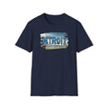Detroit city skyline brushstroke T-Shirt | Motor City typography