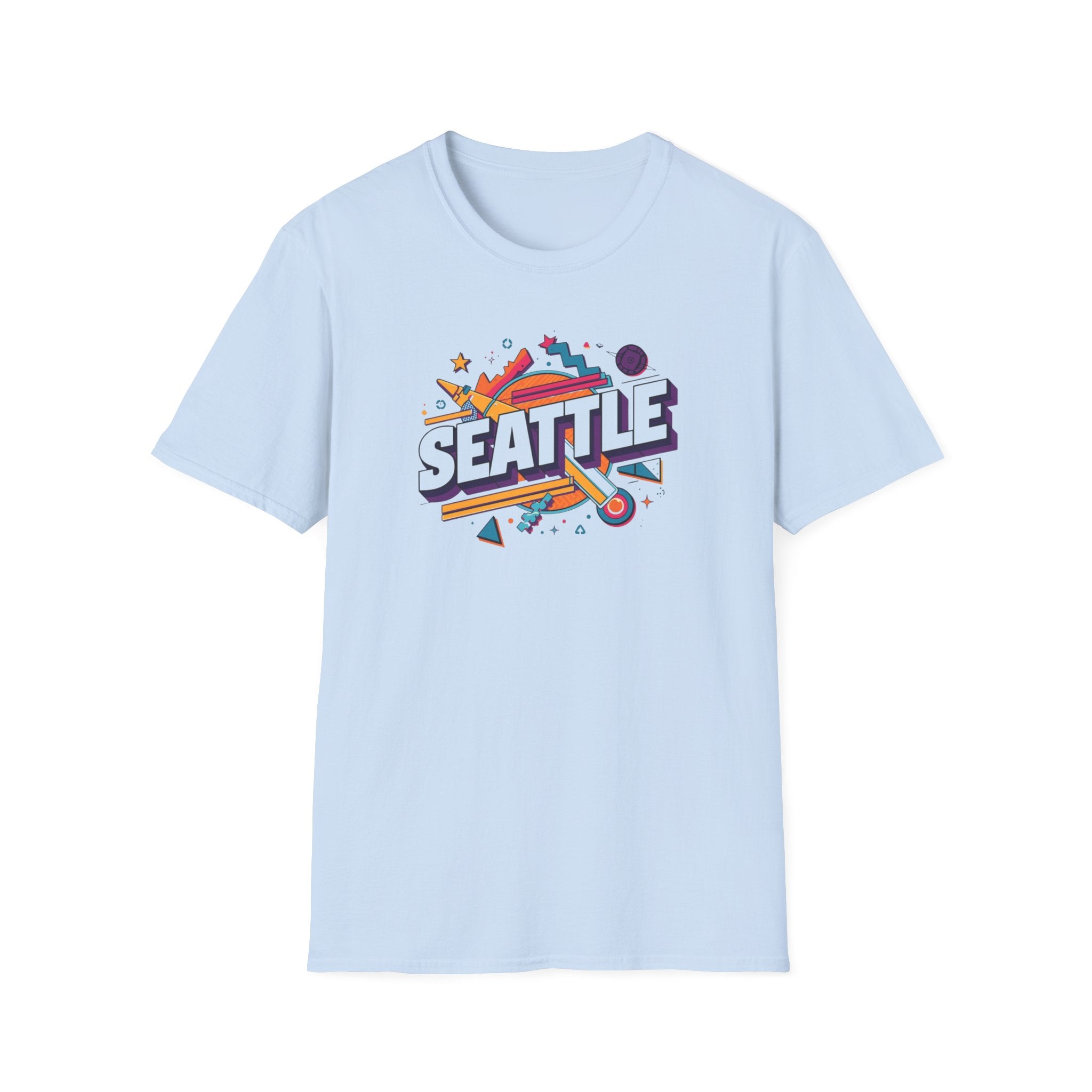 Seattle Retro Graphic T-Shirt — Colorful City Skyline Design